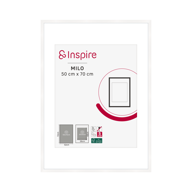 Cadre Milo, 50 x 70 cm blanc, INSPIRE
