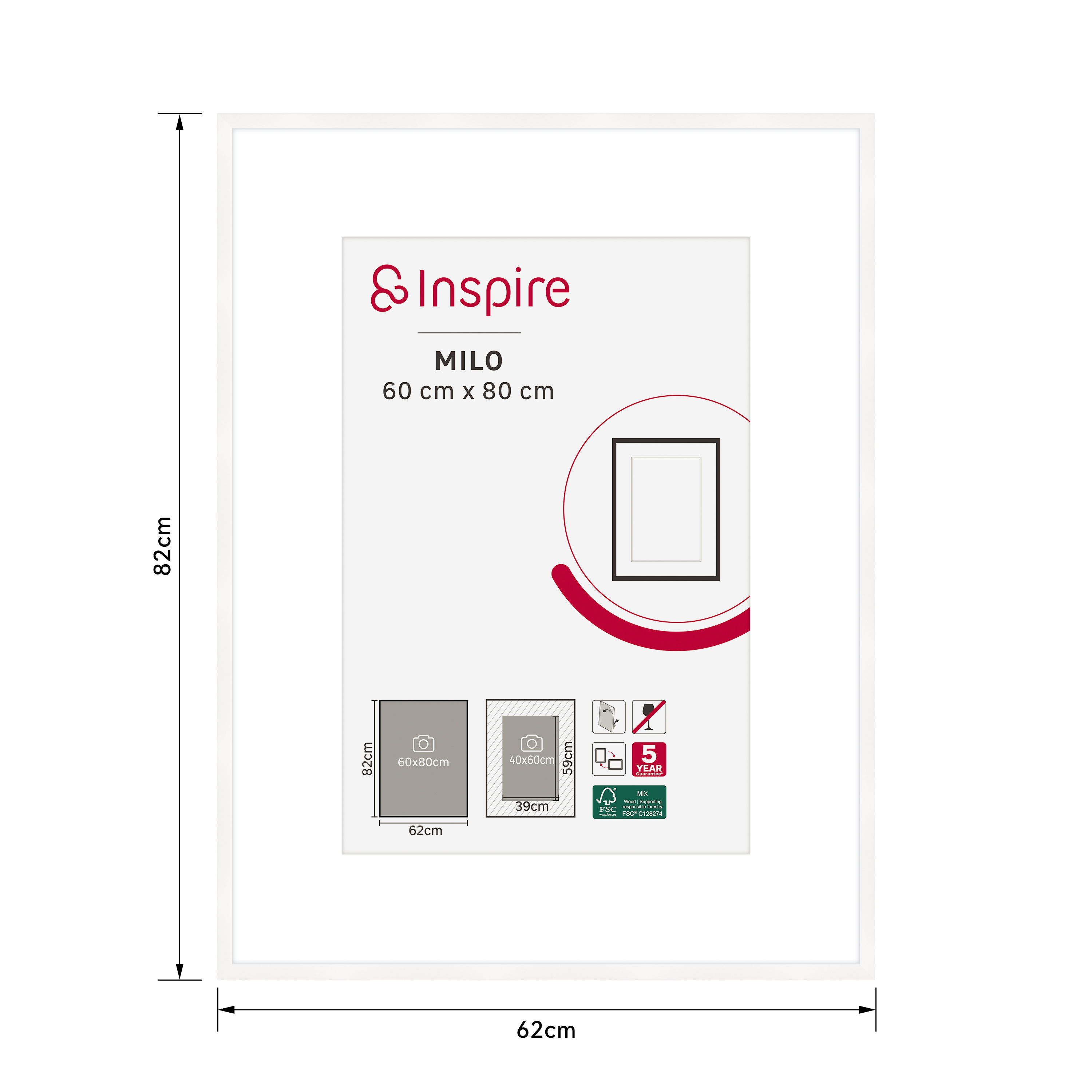 Moldura Milo 60X80cm branco Inspire - 6