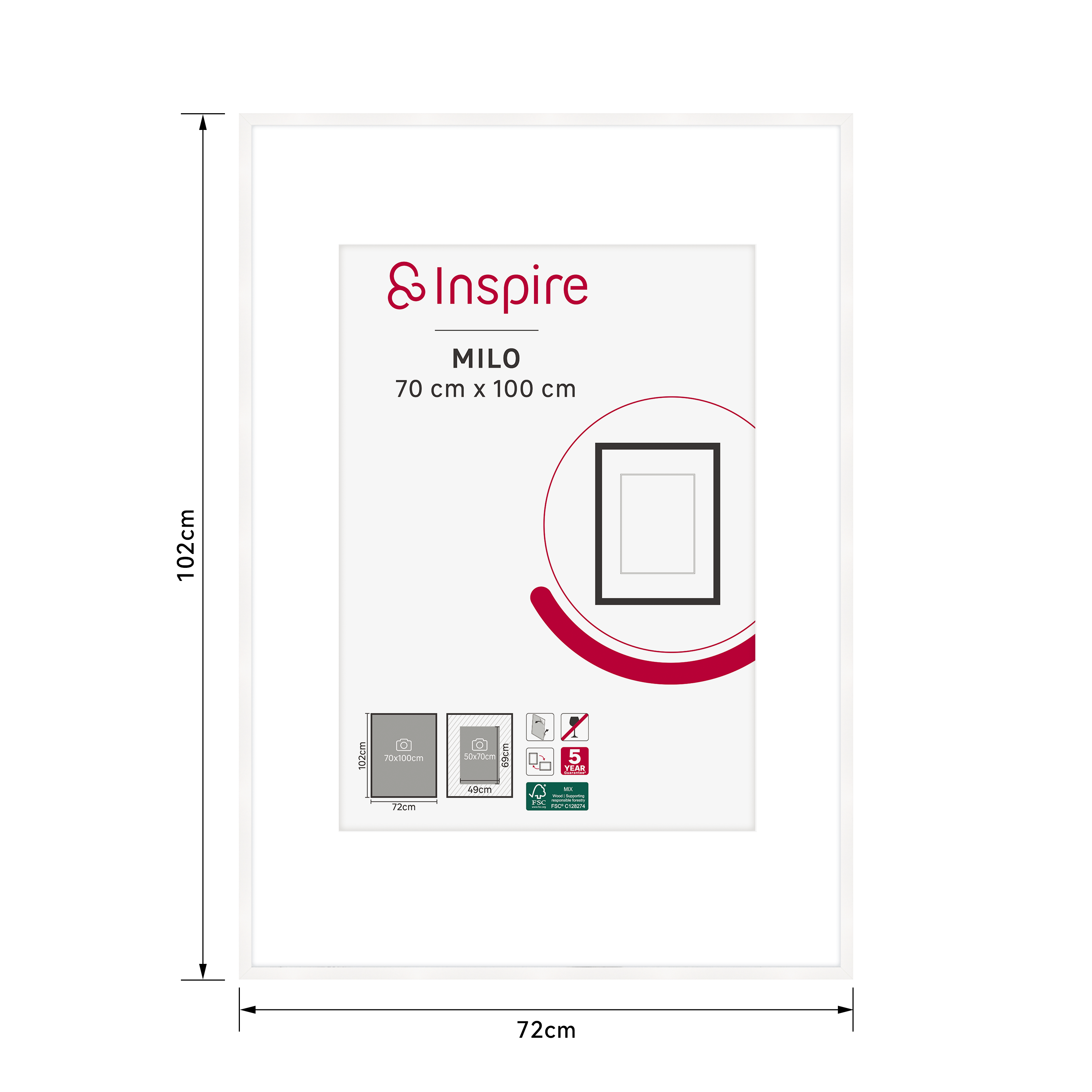 Marco con Passepartout Milo blanco INSPIRE 70x100cm - 3
