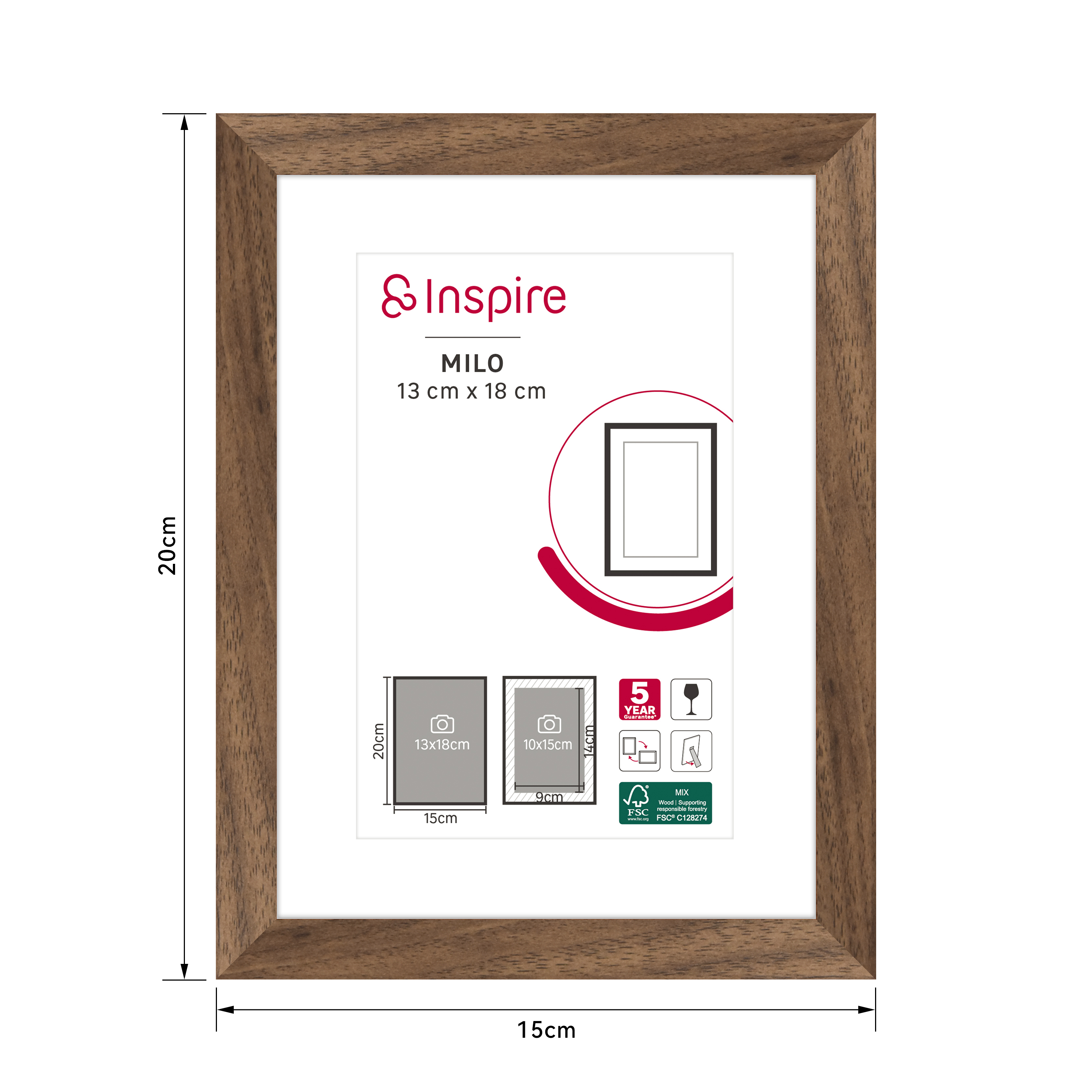 Cadre Milo, 13 x 18 cm noyer, INSPIRE - 3