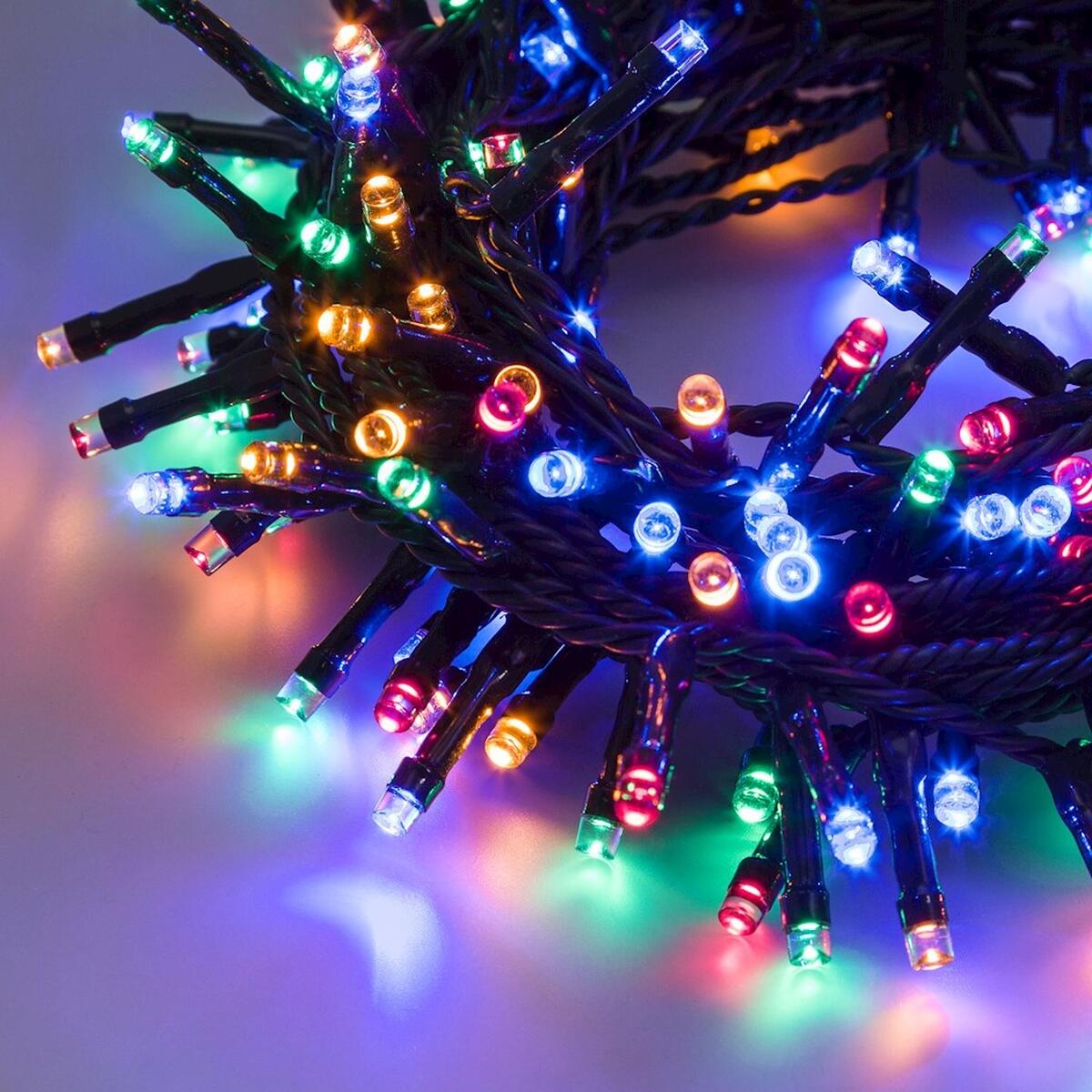 Catena luminosa per albero di Natale 180 luci LED multicolore 7.5 m - 7