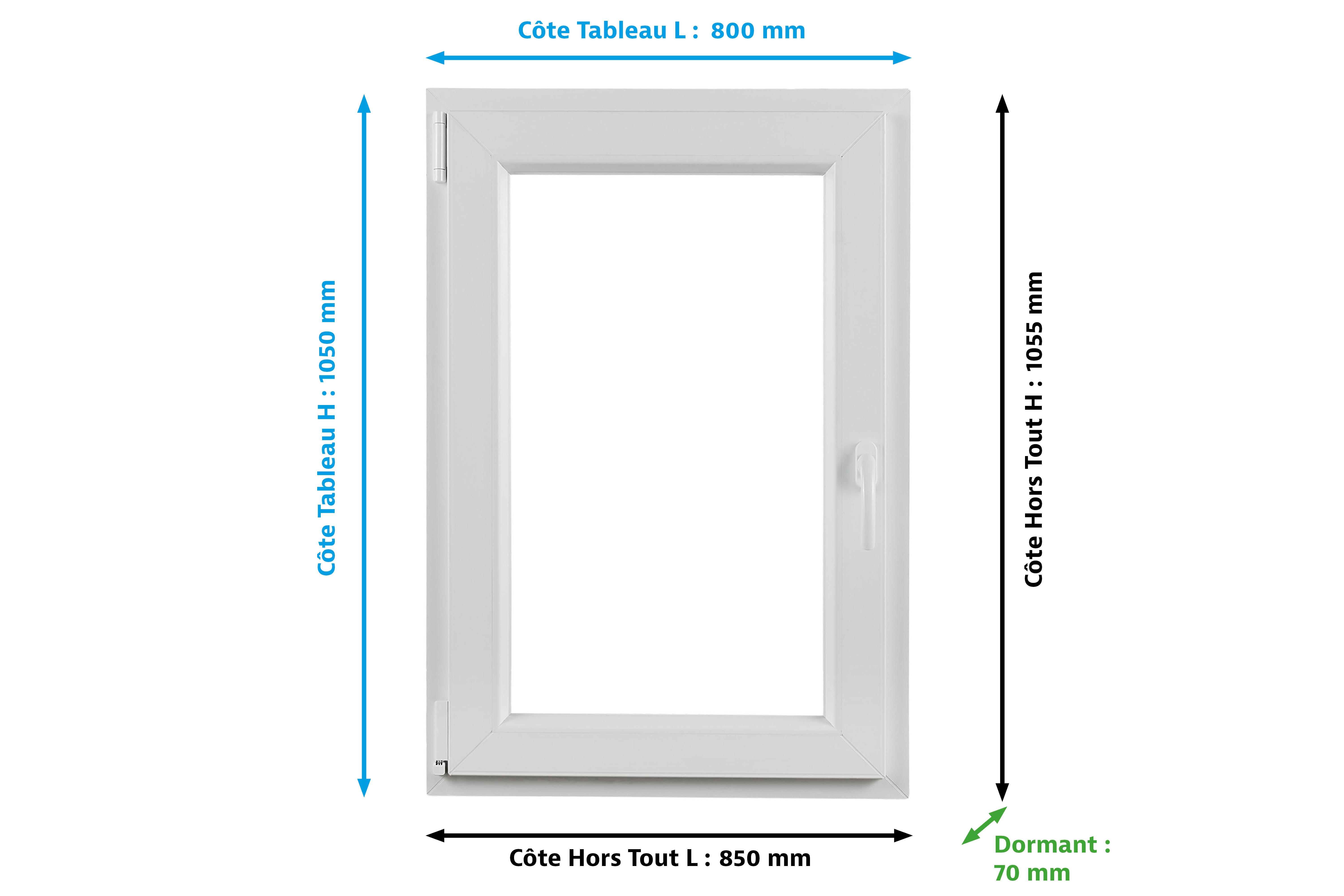 Fenêtre oscillo-battant PVC Essentiel H.105xl.80cm 1 vantail tirant G blanc - 5