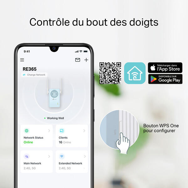 Répéteur WiFi AC1200 avec prise gigogne TP-Link RE365 - 5