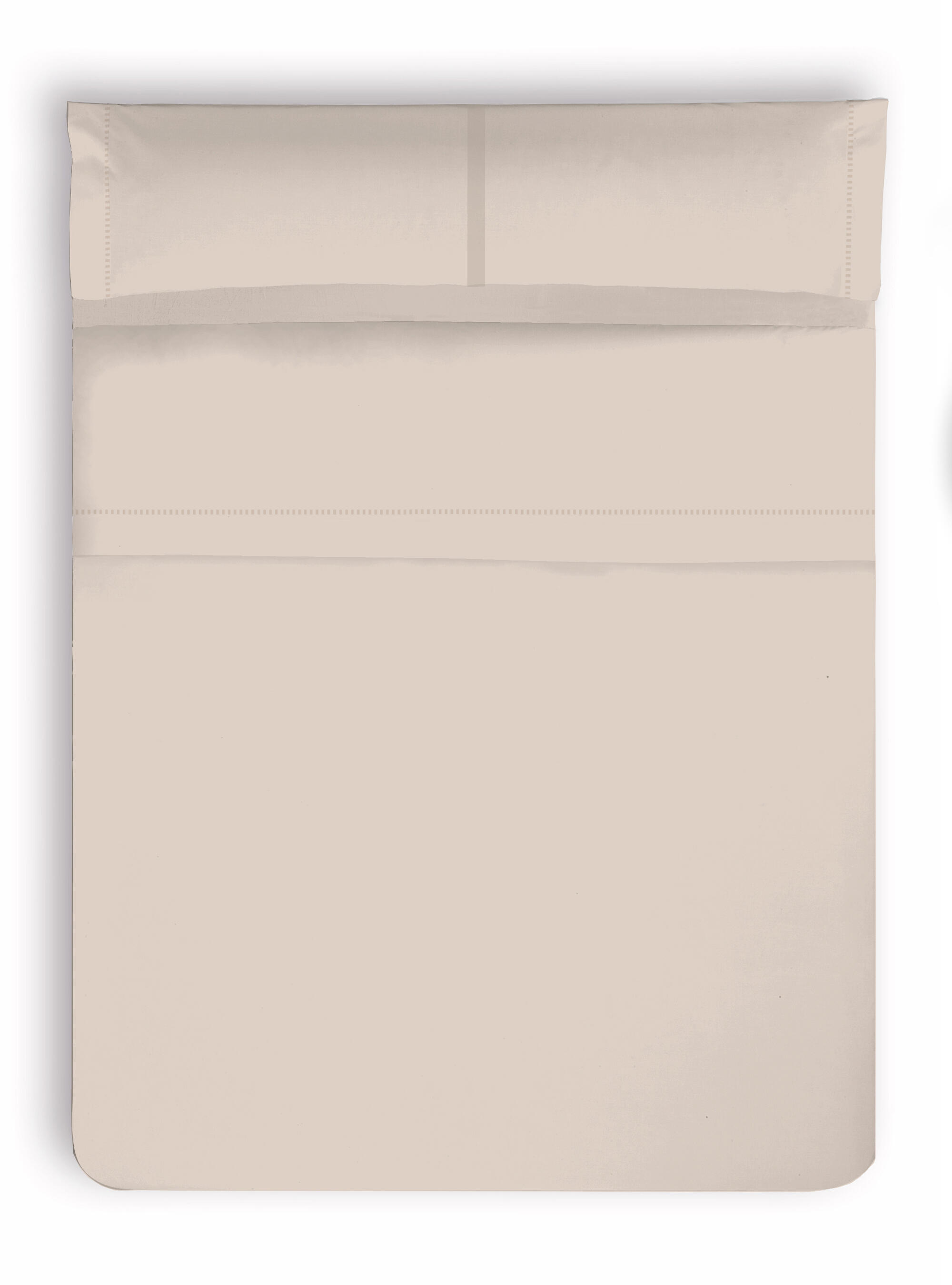 Sábana bajera con elástico algodón percal 200 hilos Vainica beige (natural) 150x270 para cama de 150 cm - 2