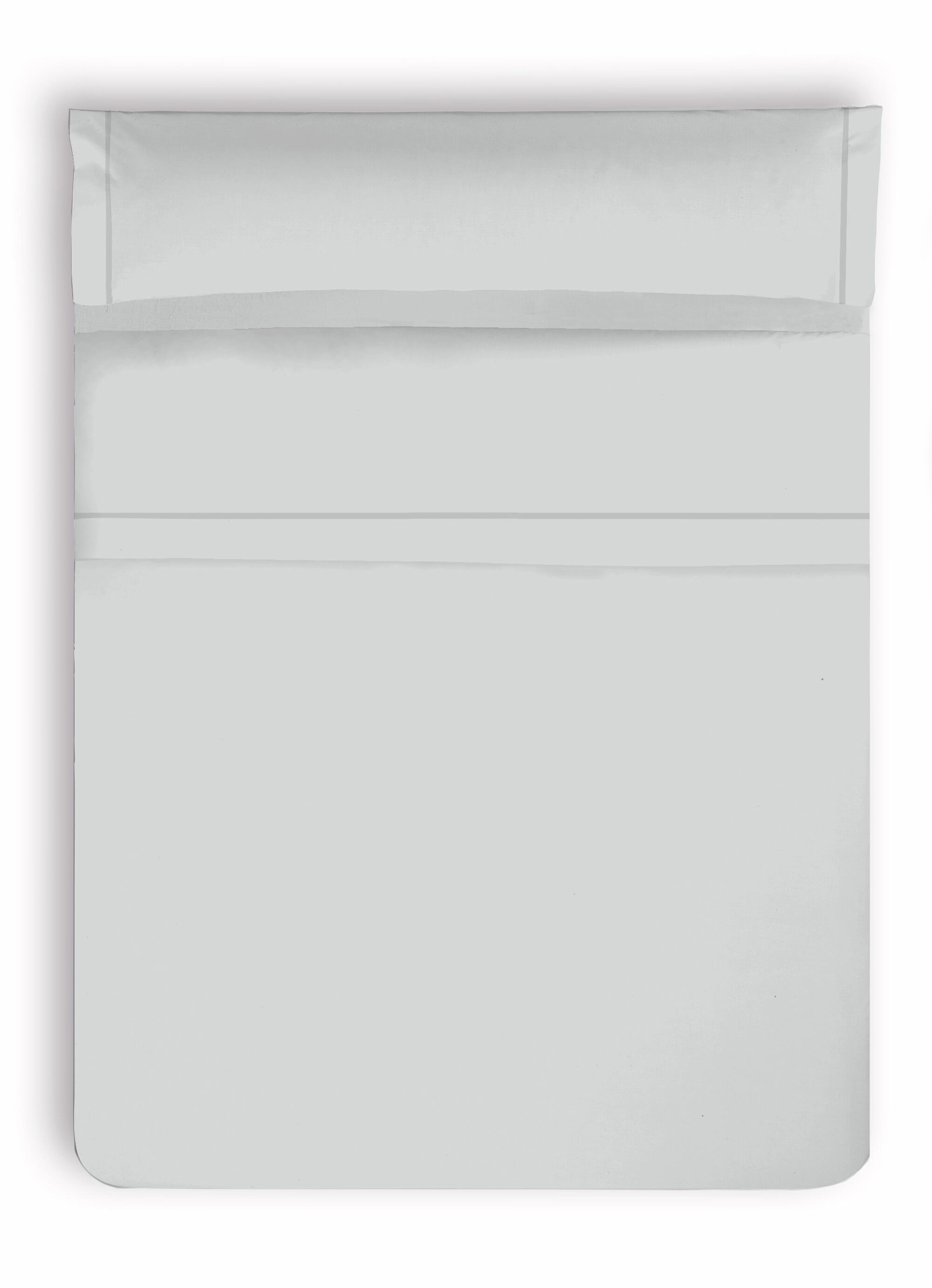 Sábana encimera Percal Cinta Satén algodón percal 200 hilos gris 160x270 para cama de 90 cm - 2
