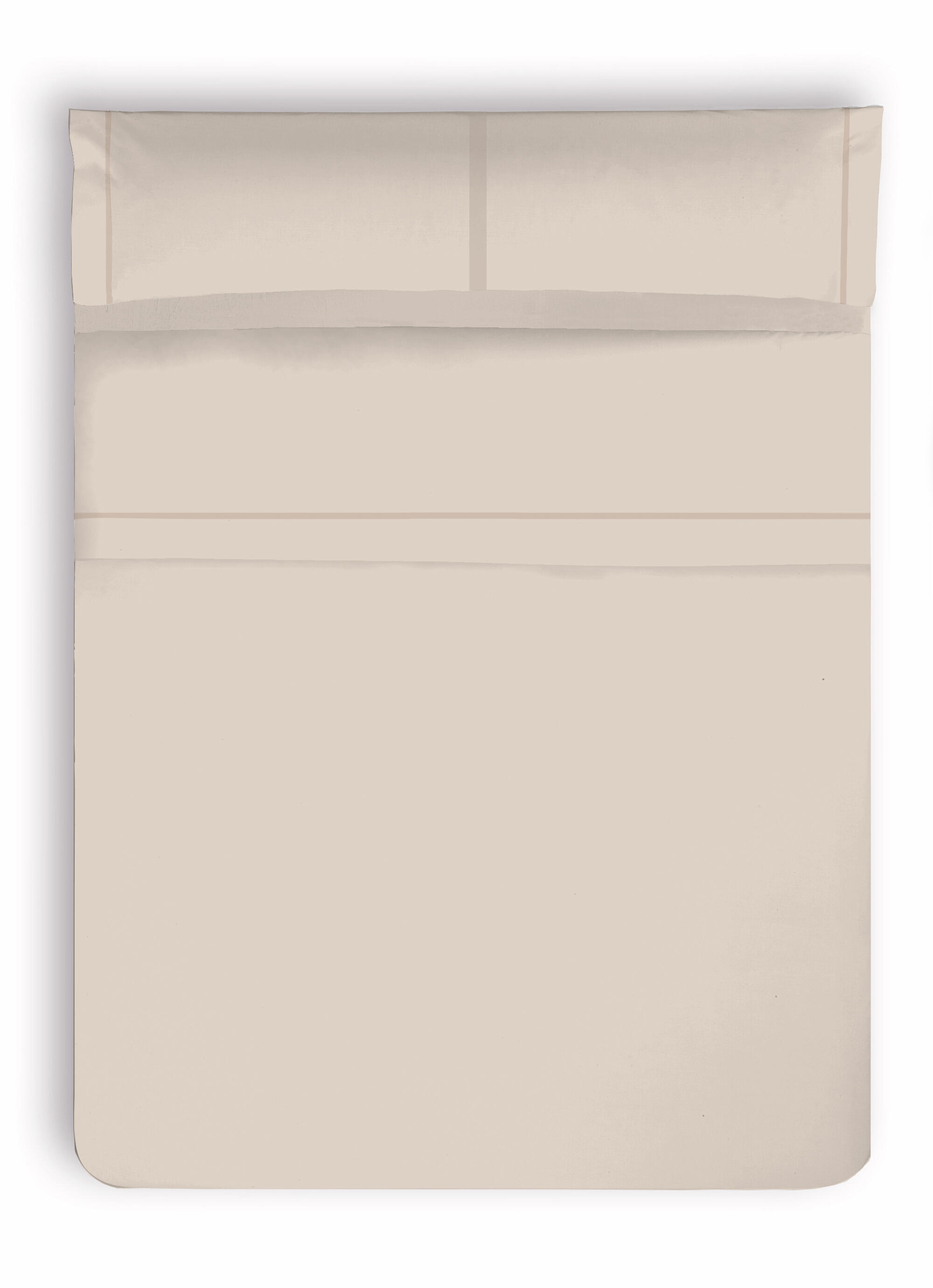 Sábana encimera Percal Cinta Satén algodón percal 200 hilos beige (natural) 240x270 para cama de 150 cm - 2