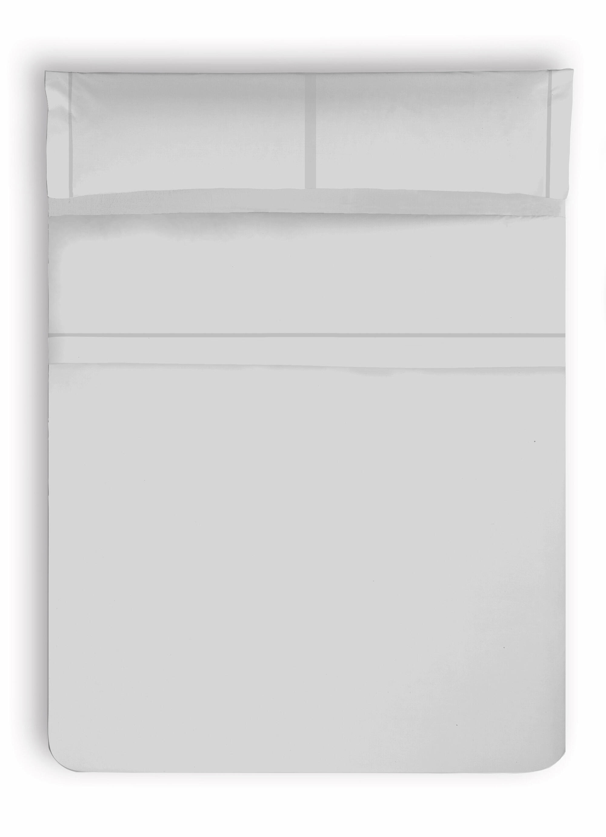 2 Fundas de almohada Cinta Satén algodón percal 200 hilos liso gris 50 x 105 cm - 2