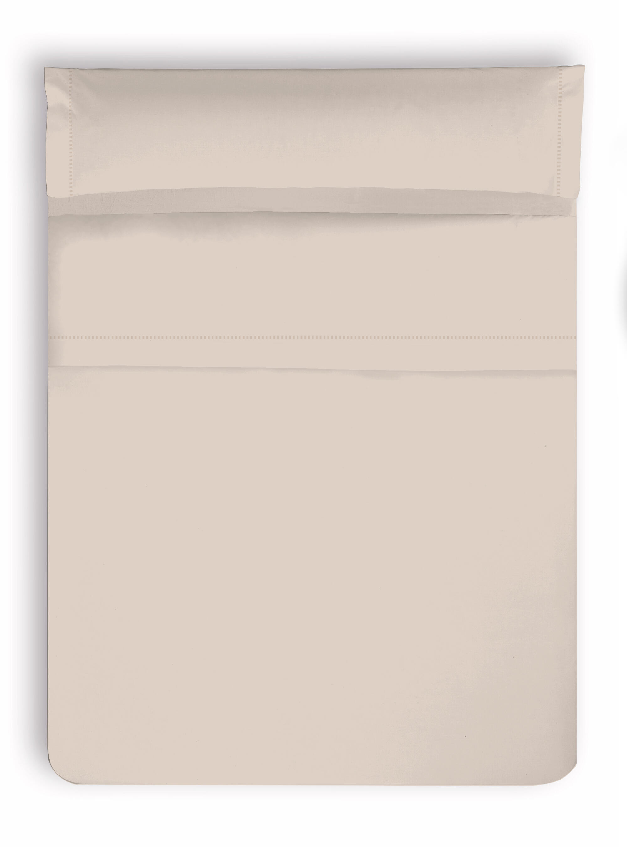 Sábana bajera con elástico algodón percal 200 hilos Vainica beige natural 90x270 para cama de 90 cm - 2