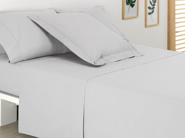Sábana encimera Percal Vainica algodón percal 200 hilos gris 160x270 para cama de 90 cm