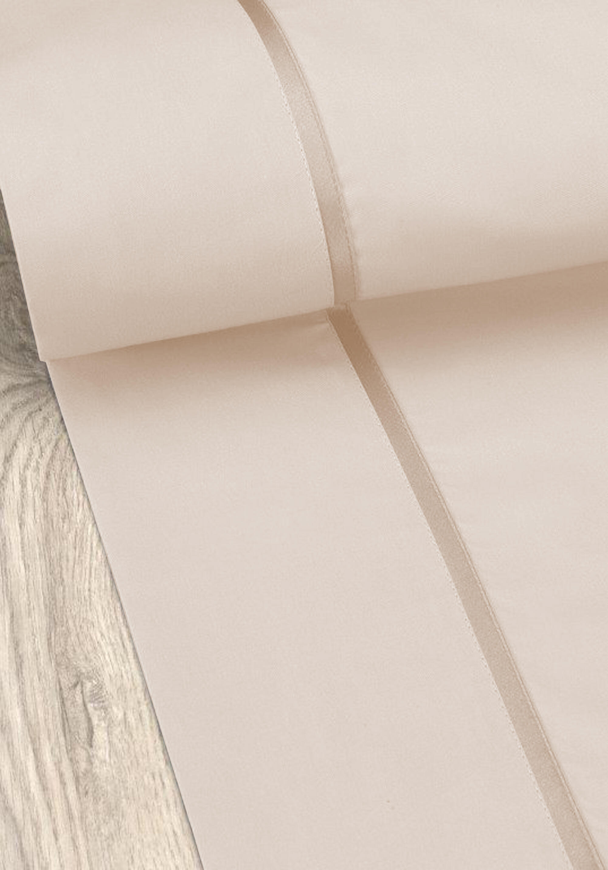 Funda de almohada Cinta Satén algodón percal 200 hilos liso beige natural 45 x 110 cm - 3