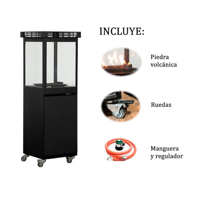 Estufa de gas para exterior NORA FLAMES Mavros Negra 8 Kw