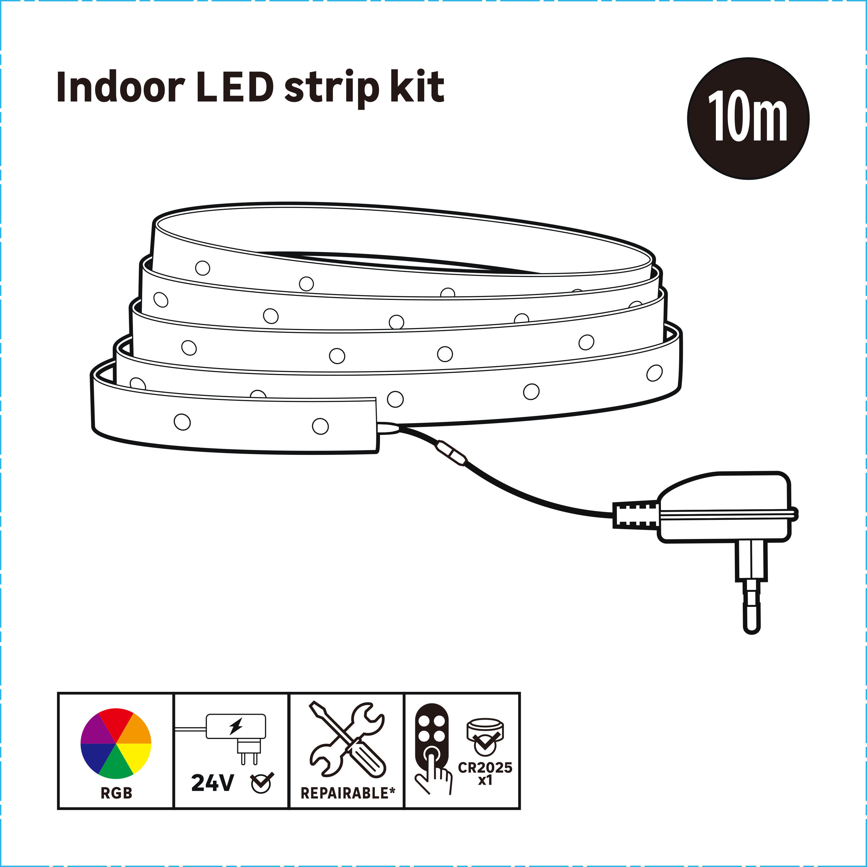 Kit ruban LED L.10 m, RGB changement de couleurs - 6