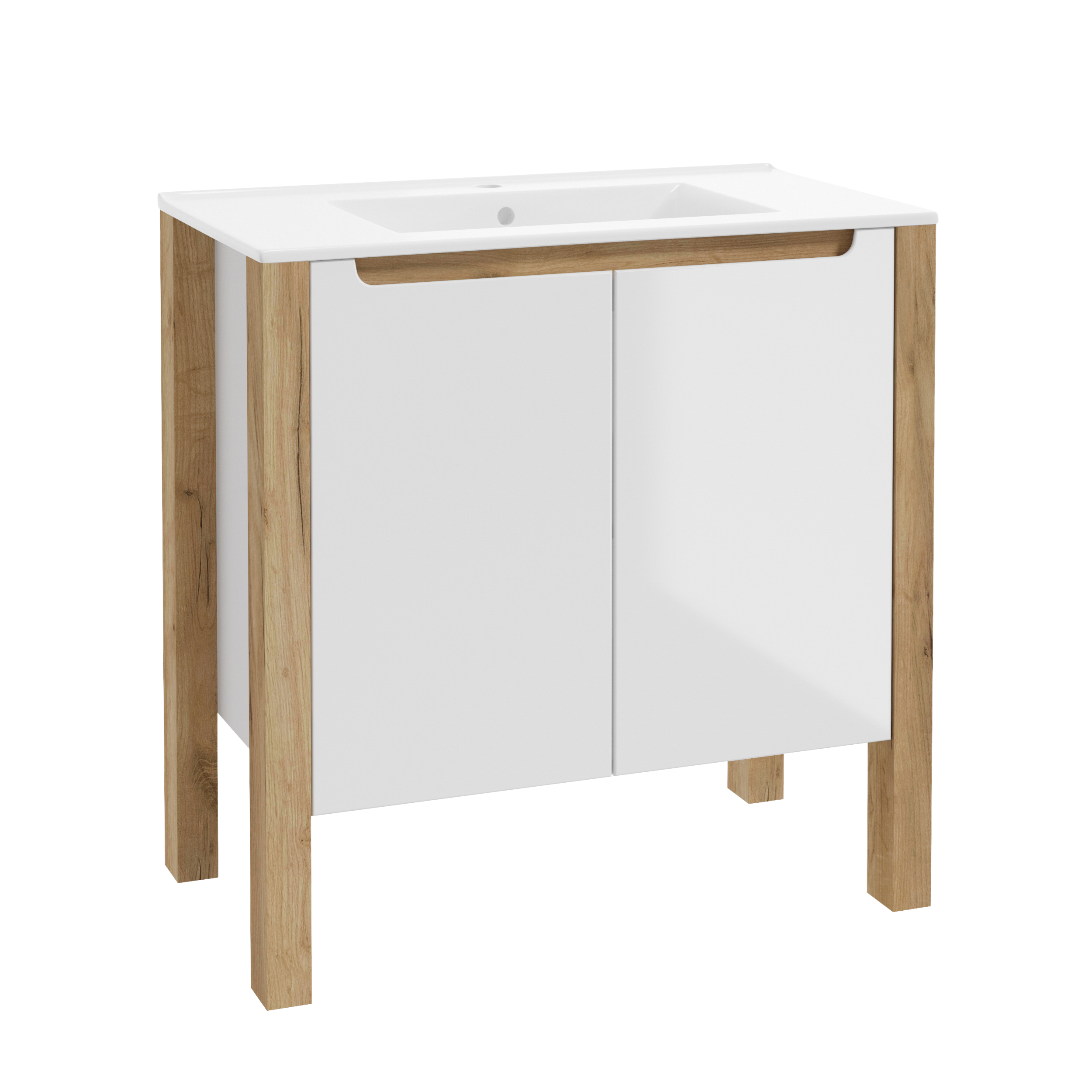 Szafka umywalkowa stojąca Gambi 80x45.4x80.5 cm brązowo-biała Defra