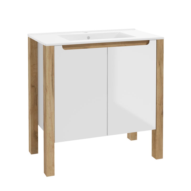 Szafka umywalkowa stojąca Gambi 80x45.4x80.5 cm brązowo-biała Defra