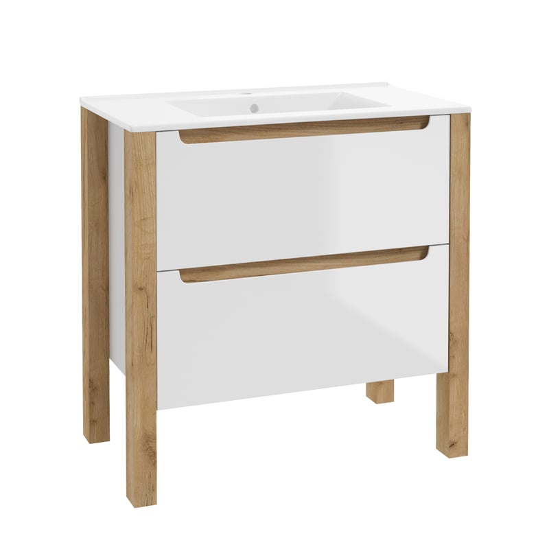 Szafka umywalkowa stojąca Gambi 80x45.4x80.5 cm brązowo-biała Defra