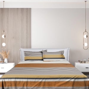 Homescapes – Lenzuolo a righe bianco 100% cotone egiziano 330