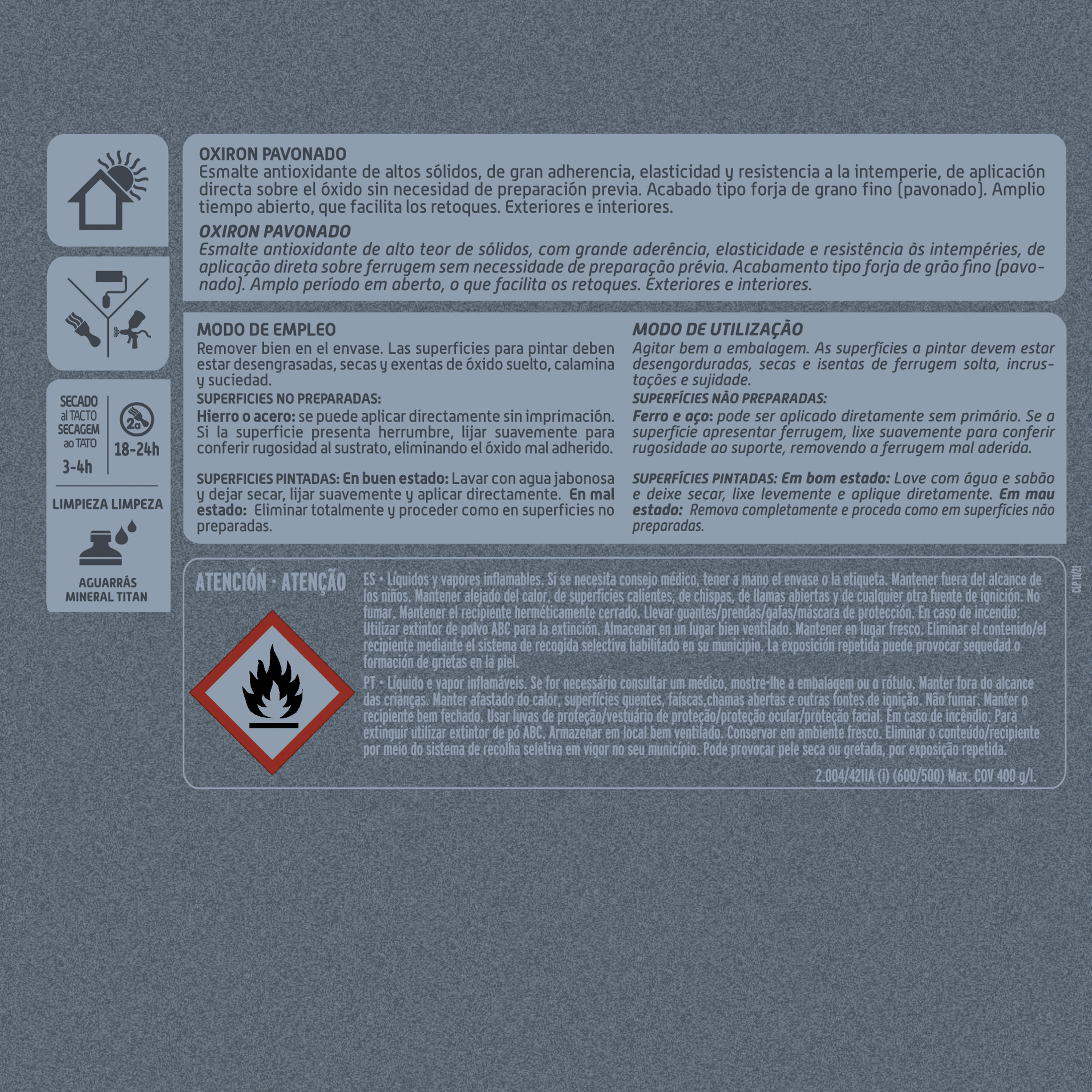 ESMALTE SINTÉTICO ANTIOXIDANTE FORJADO OXIRON 750ML VERDE BRONZE - 3