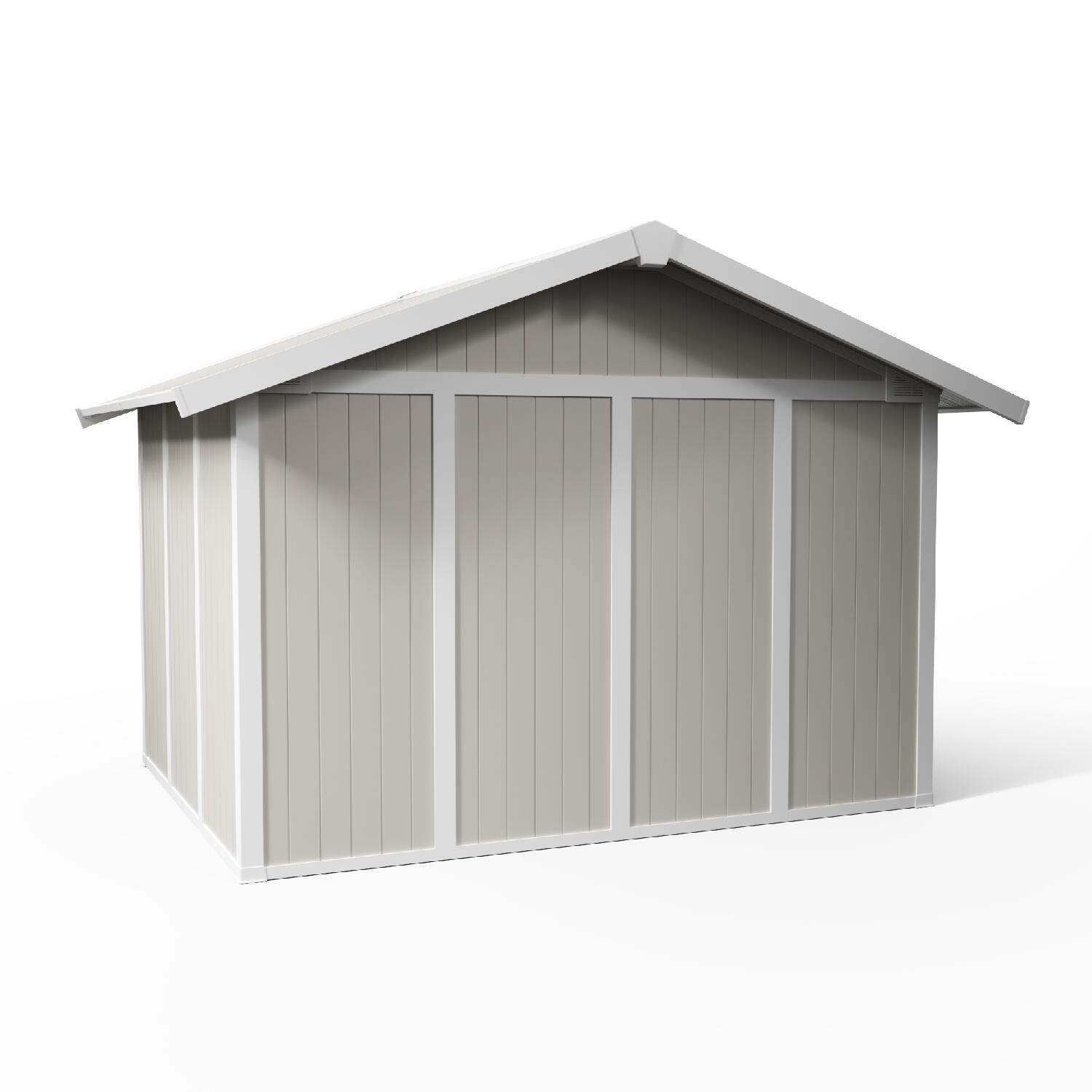 caseta de resina utility de 370x250x300 cm y 753 m2 con 26 mm espesor y doble puerta abatible grosfillex