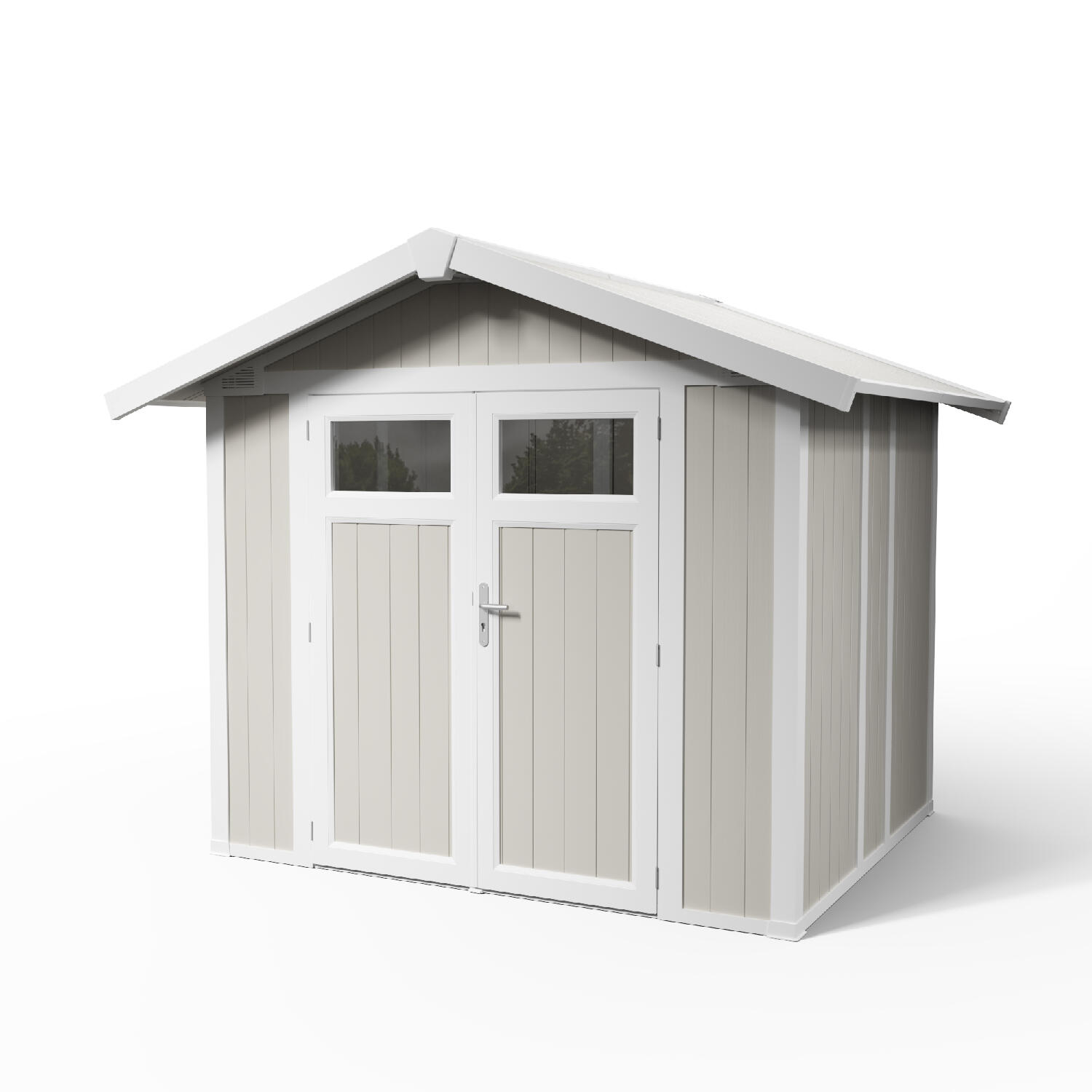 caseta de resina utility de 295x240x260 cm y 49 m2 con 26 mm espesor y doble puerta abatible grosfillex