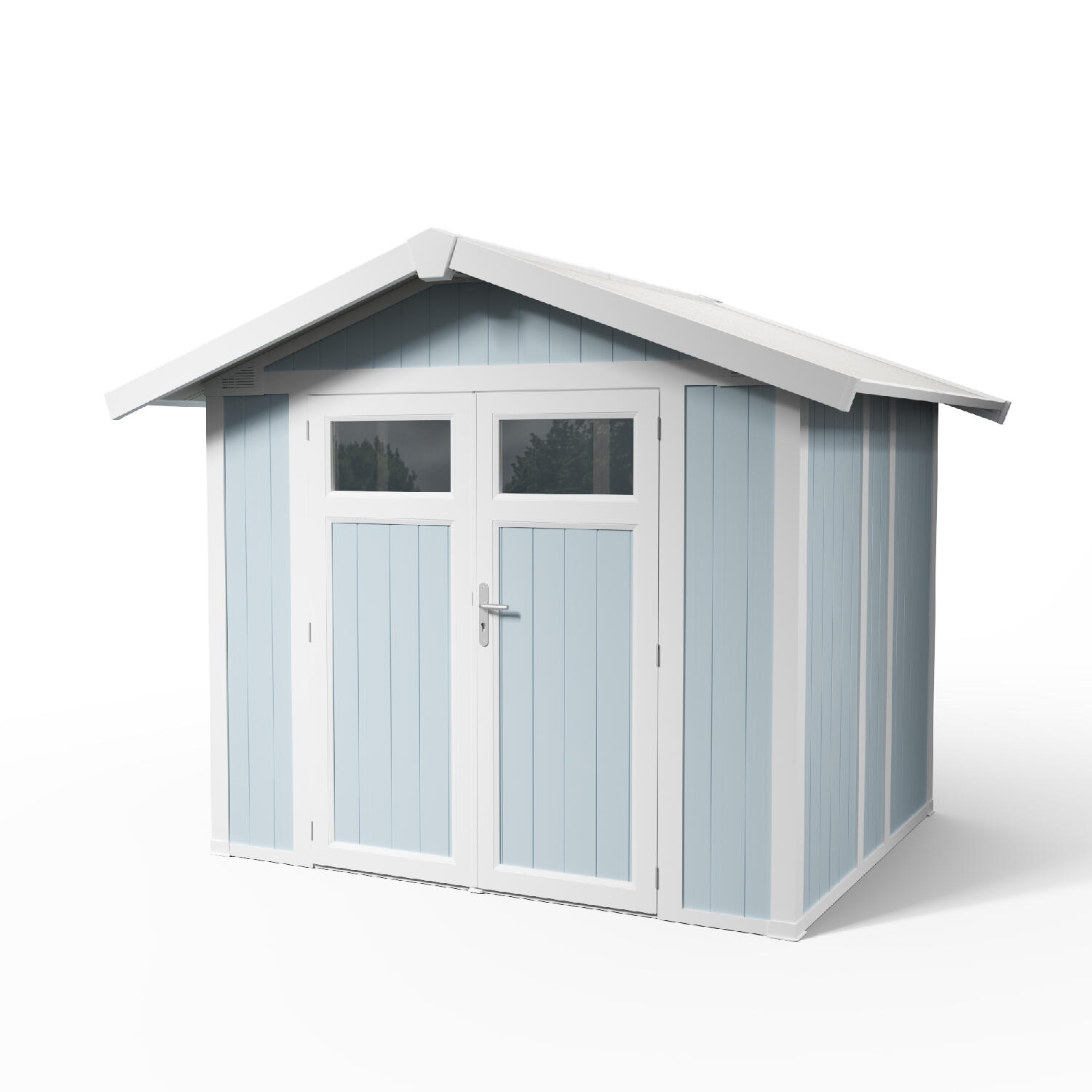 caseta de resina utility de 295x245x260 cm y 49 m2 con 26 mm espesor y doble puerta abatible grosfillex