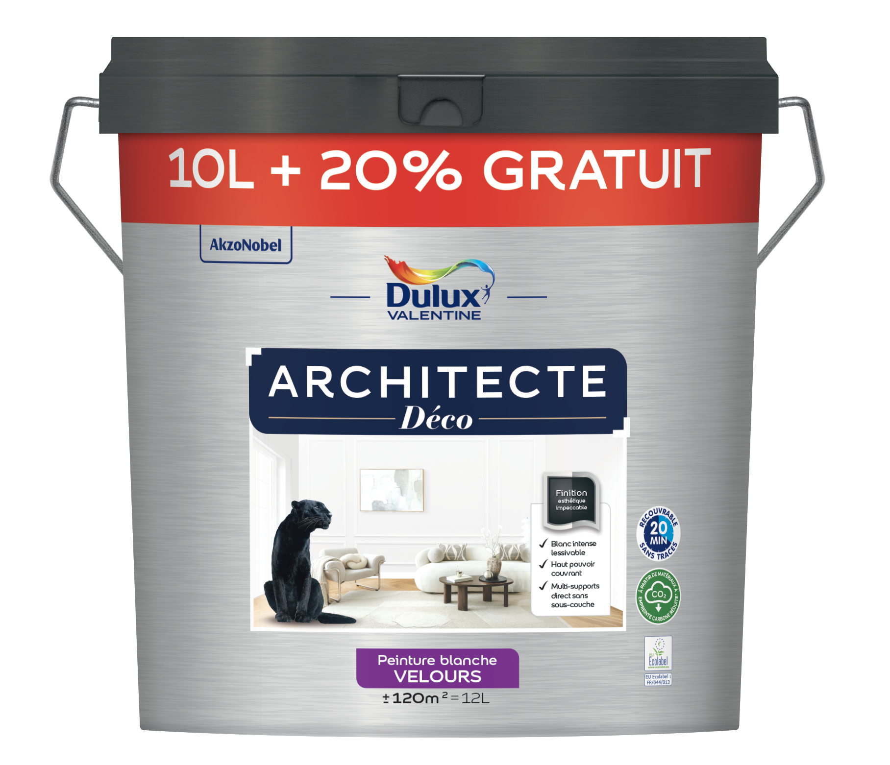 Peinture mur, plafond blanc velours DULUX VALENTINE Architecte déco 10L+20%grat