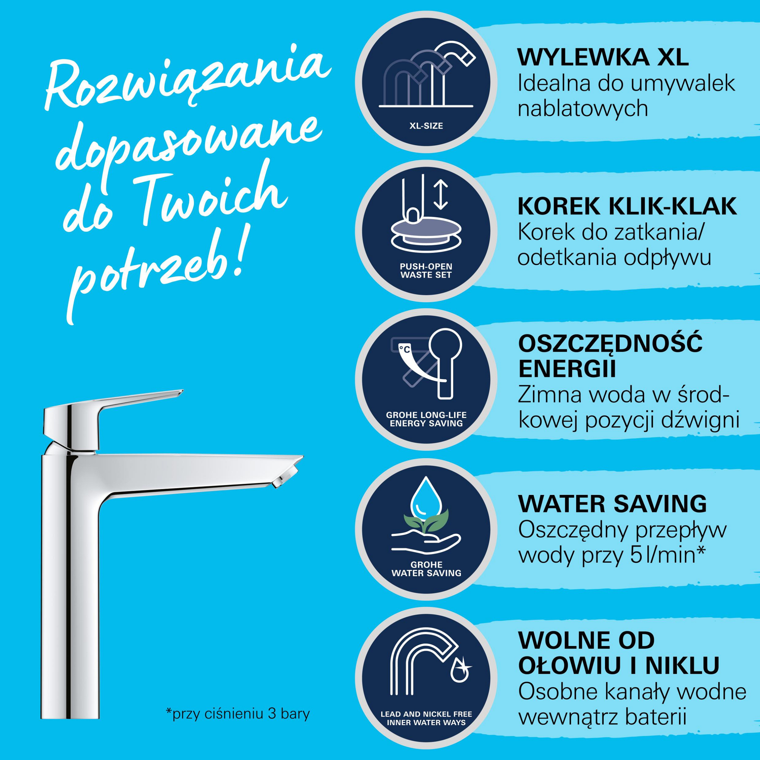 Bateria umywalkowa chrom Start 2021 QuickFix Grohe - 7