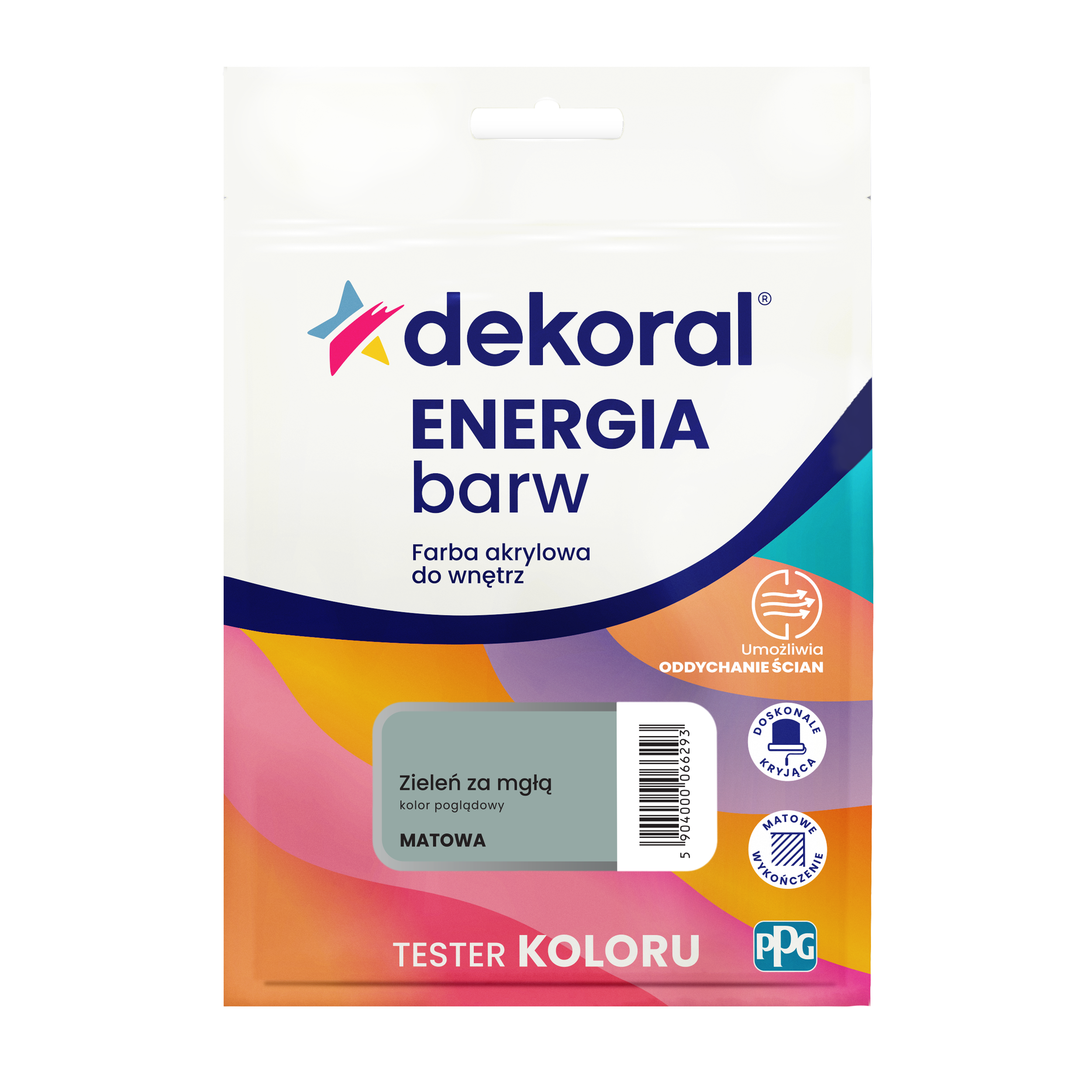 Tester farby Dekoral Energia barw Zieleń za mgłą matowa 40 ml