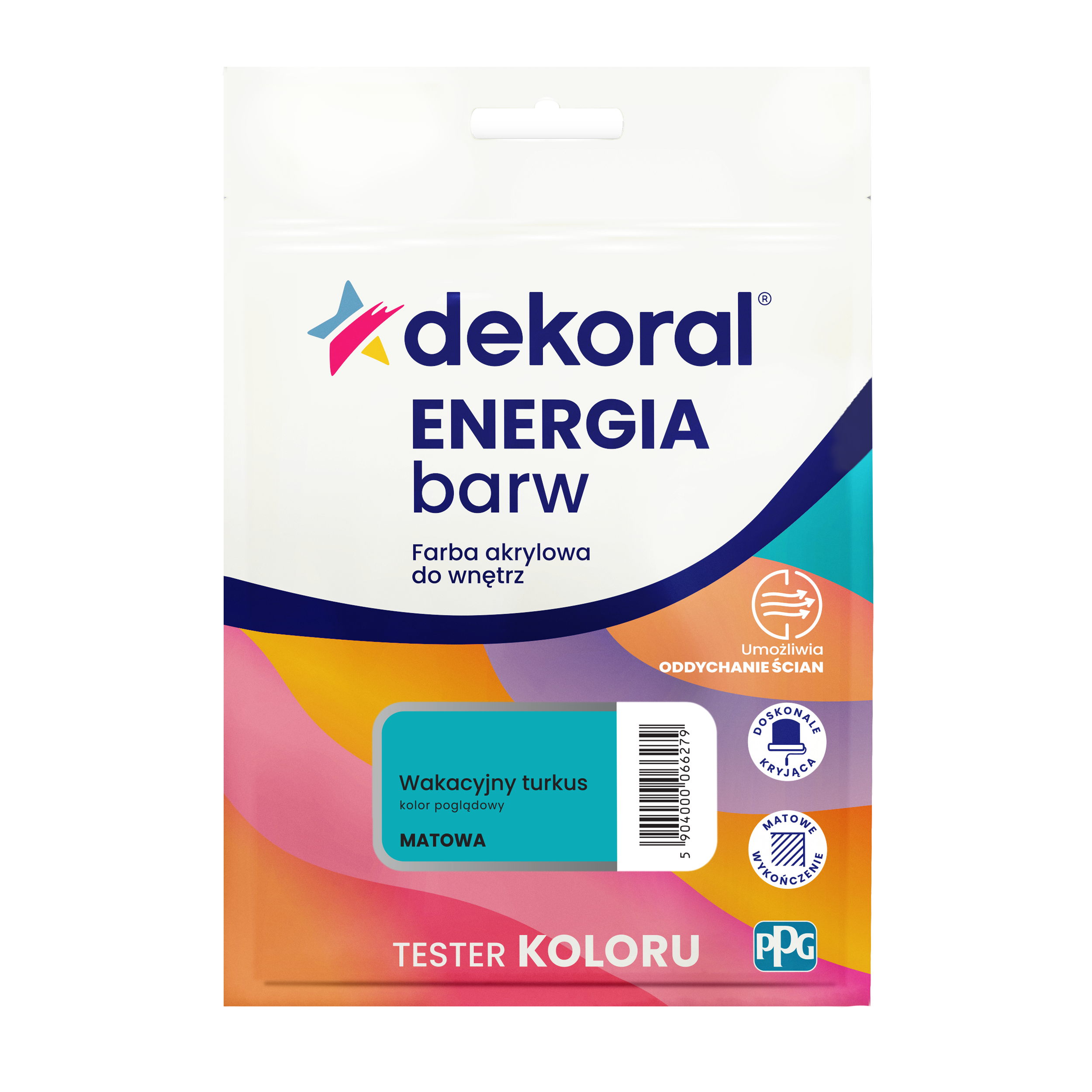 Tester farby Dekoral Energia barw Wakacyjny turkus matowa 40 ml
