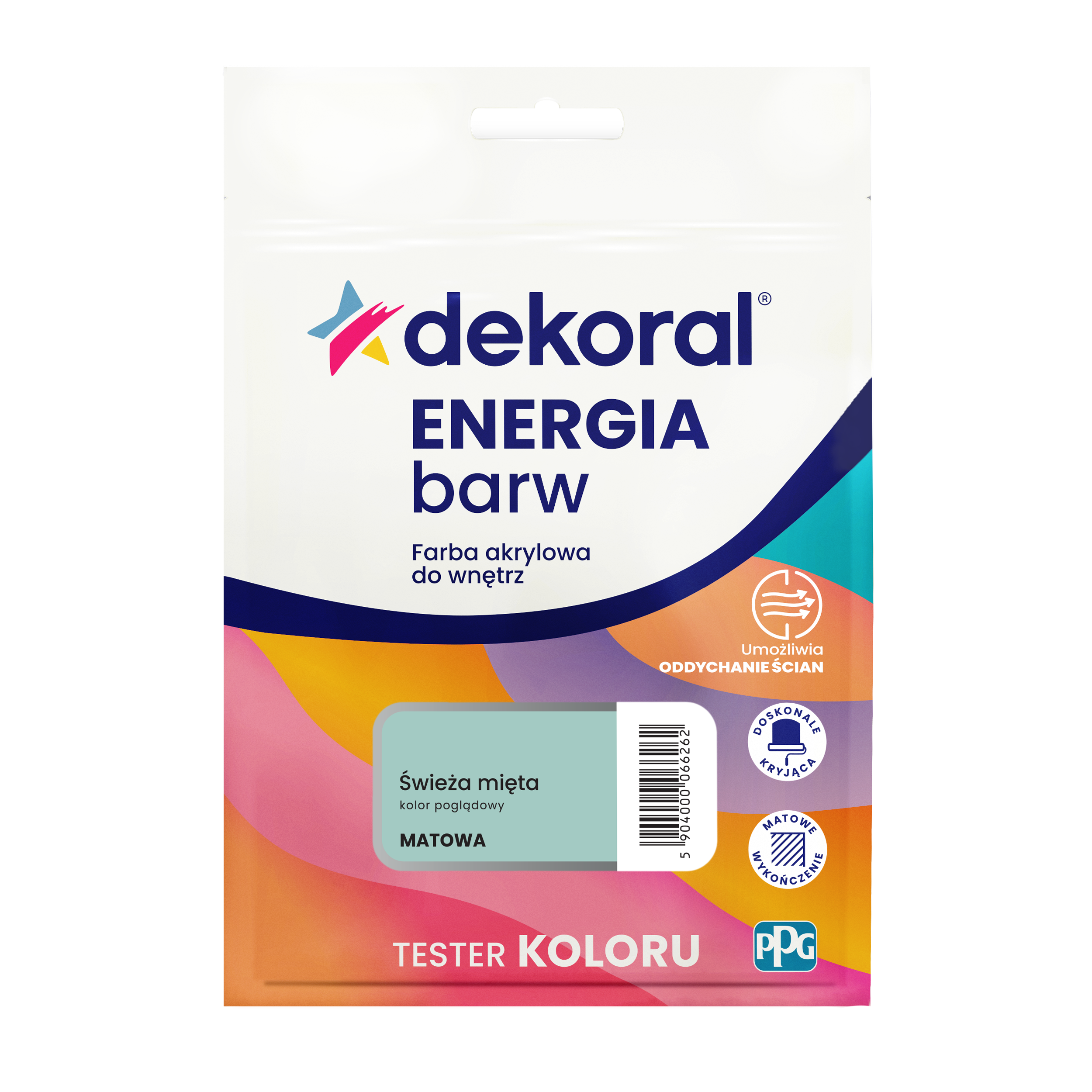 Tester farby Dekoral Energia barw Świeża mięta matowa 40 ml