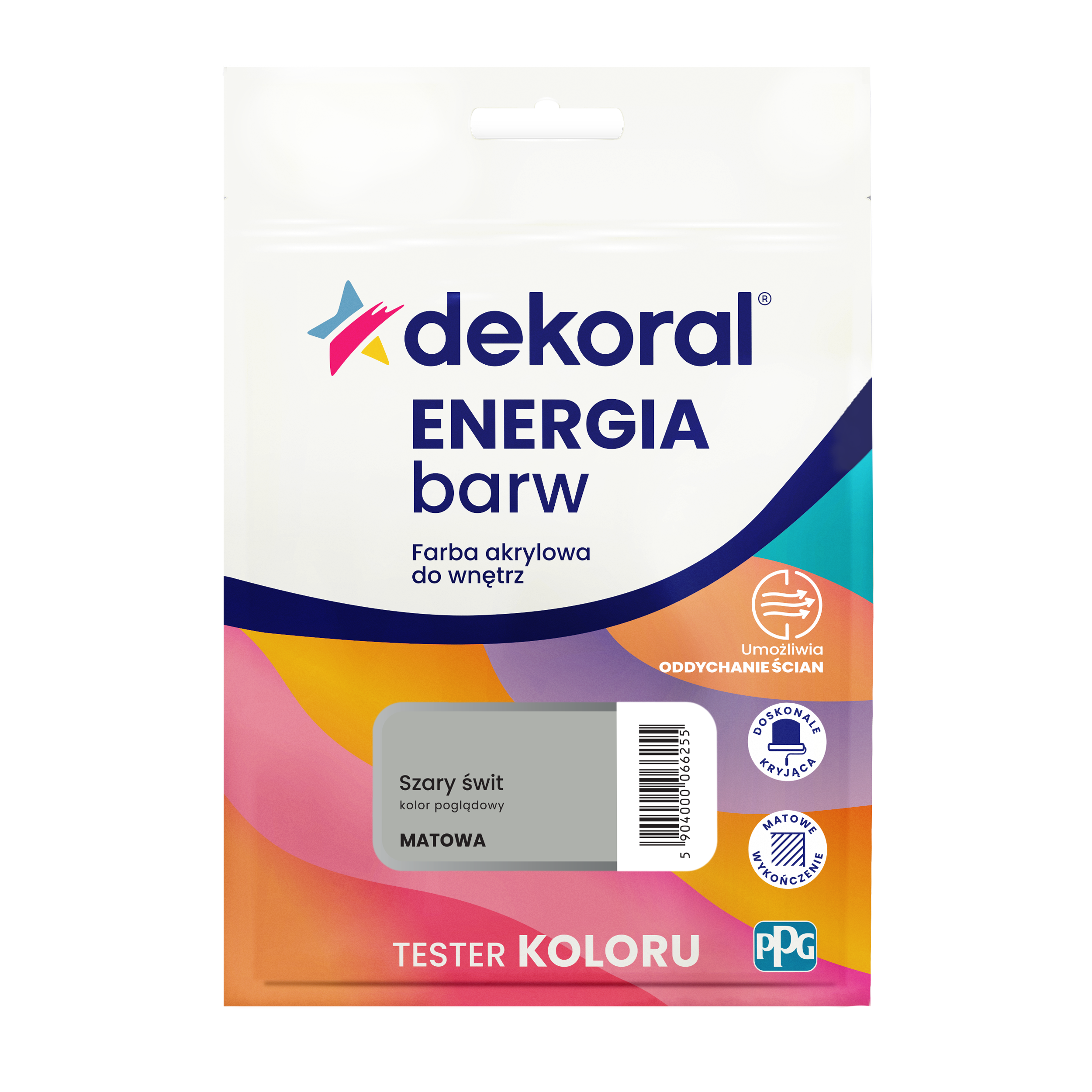 Tester farby Dekoral Energia barw Szary świt matowa 40 ml