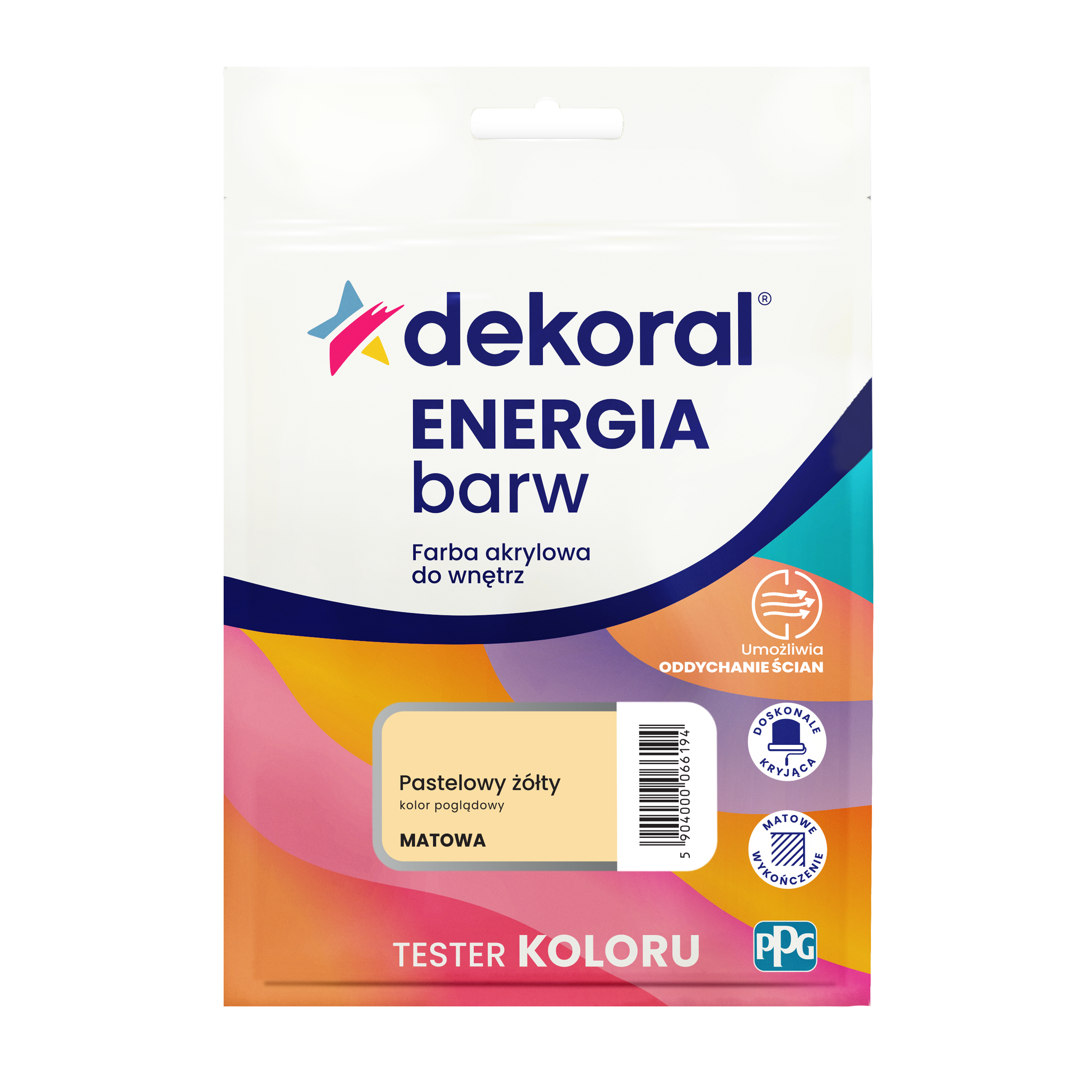 Tester farby Dekoral Energia barw Pastelowy żółty matowa 40 ml