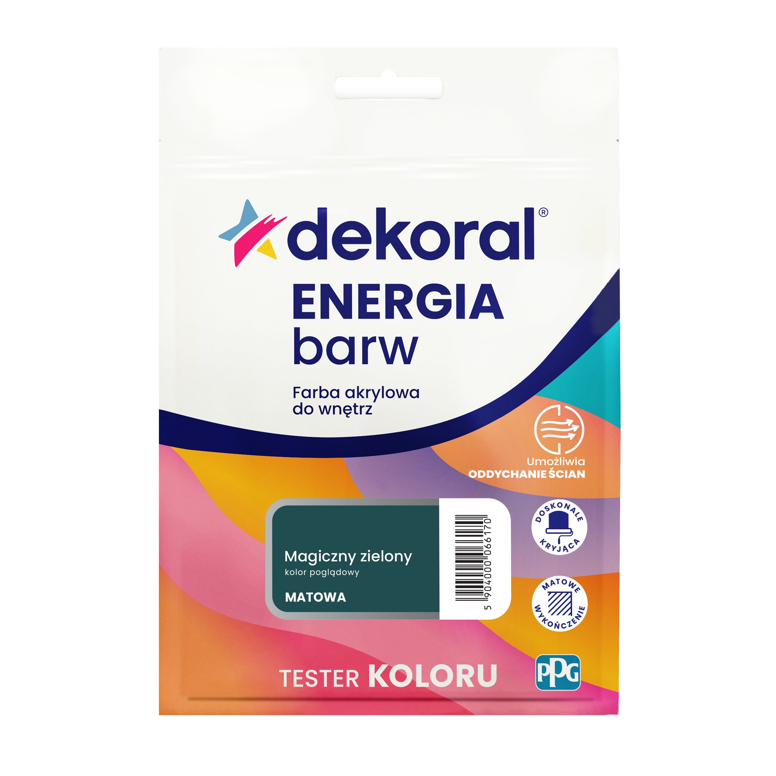Tester farby Dekoral Energia barw Magiczny zielony matowa 40 ml