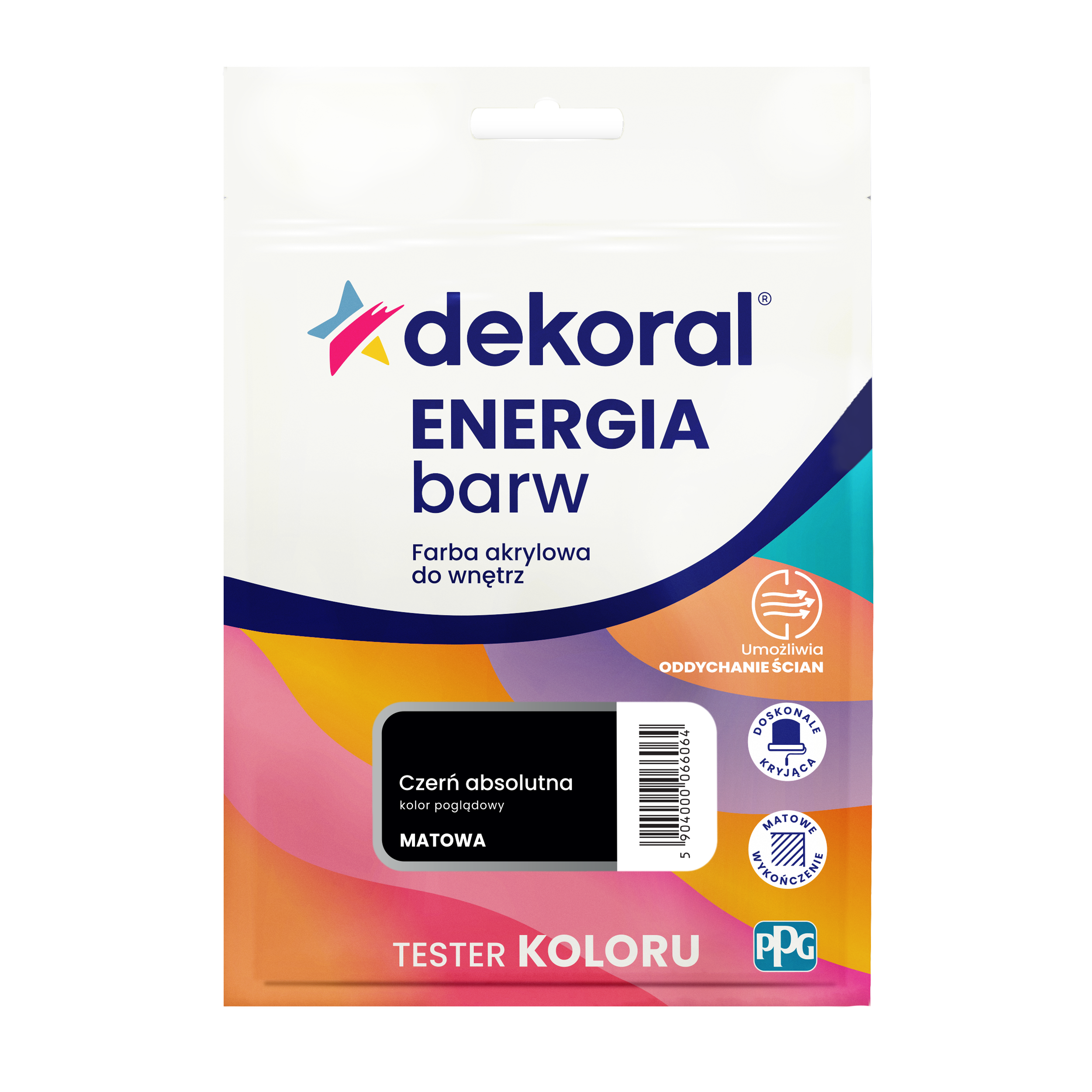 Tester farby Dekoral Energia barw Czerń absolutna matowa 40 ml