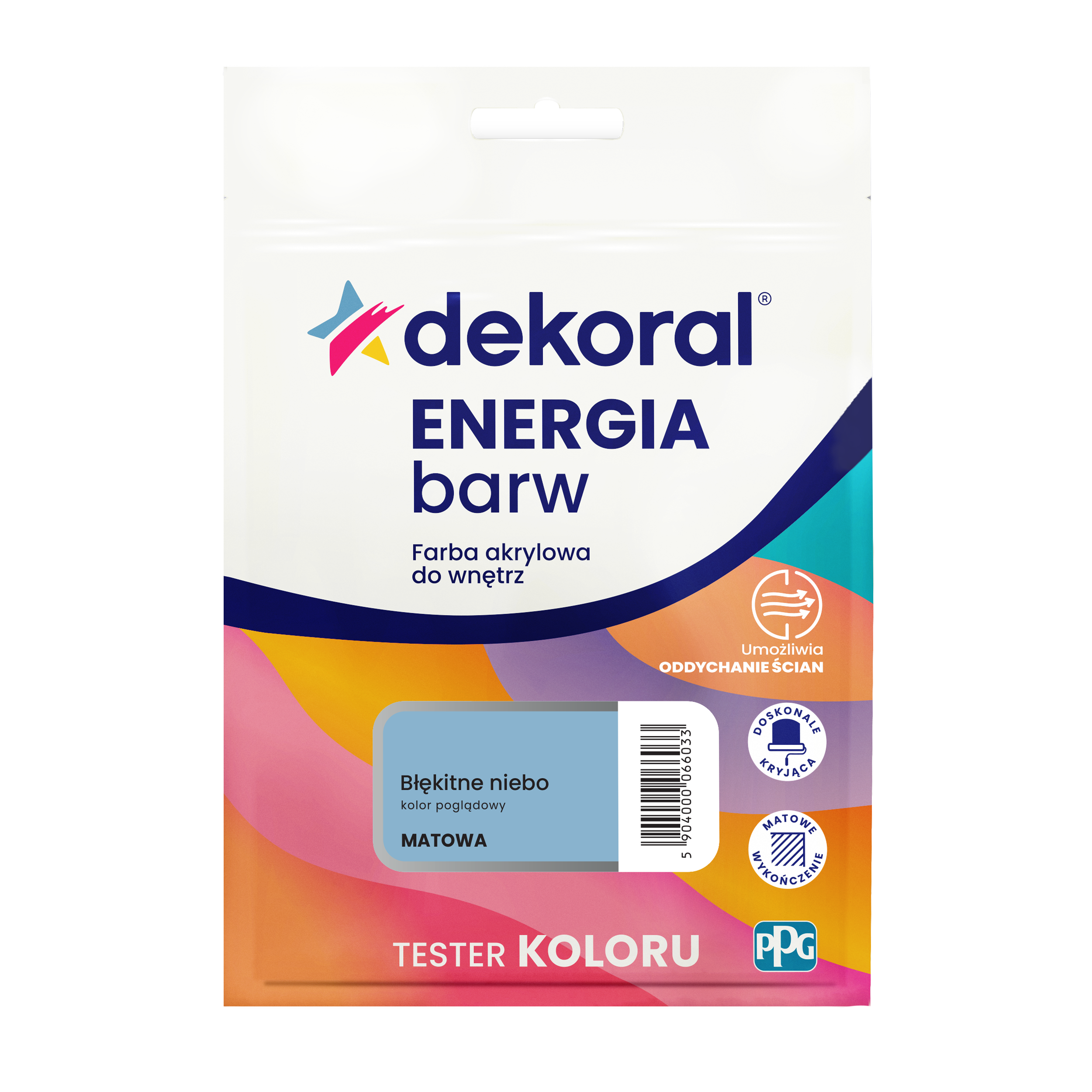 Tester farby Dekoral Energia barw Błękitne niebo matowa 40 ml