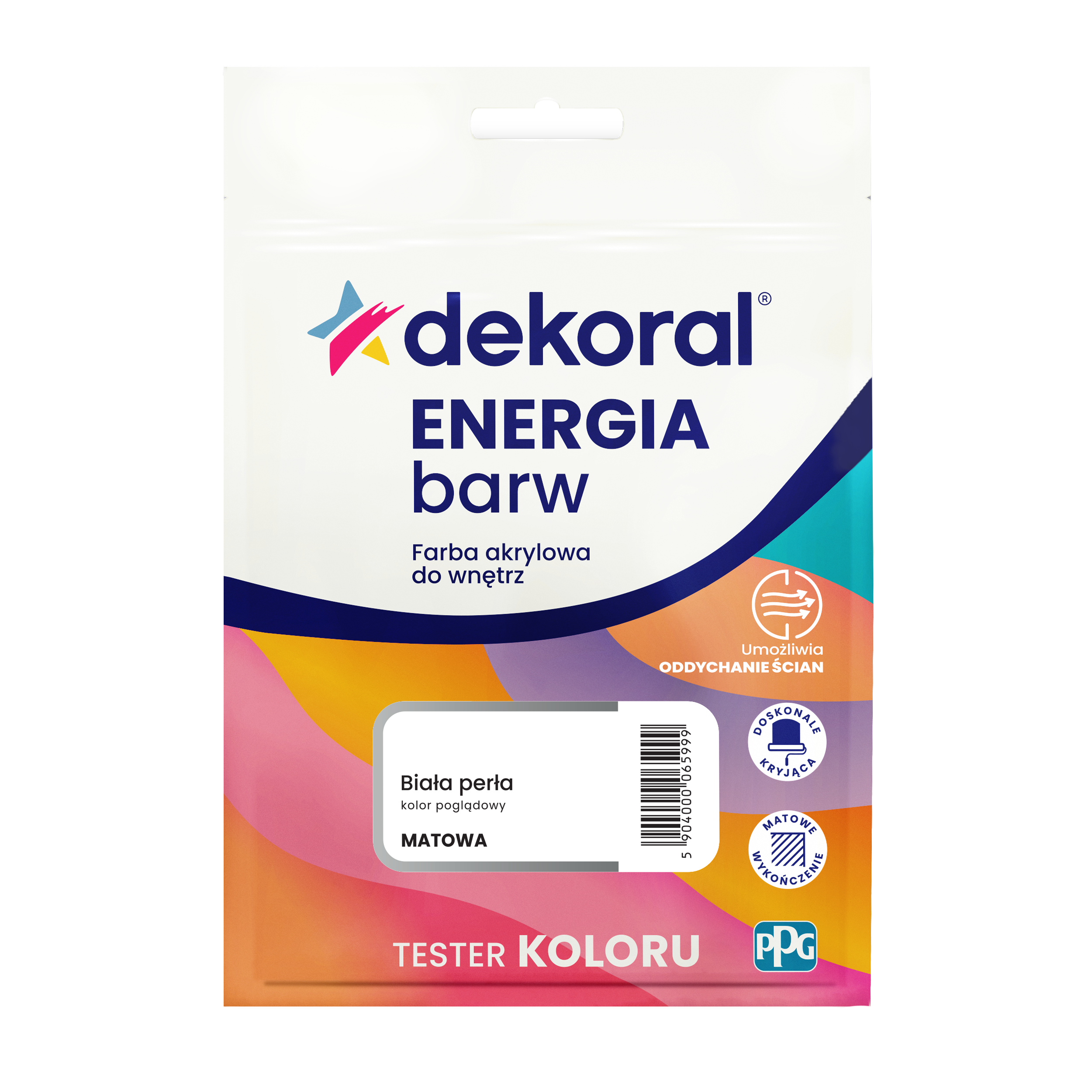 Tester farby Dekoral Energia barw Biała perła matowa 40 ml