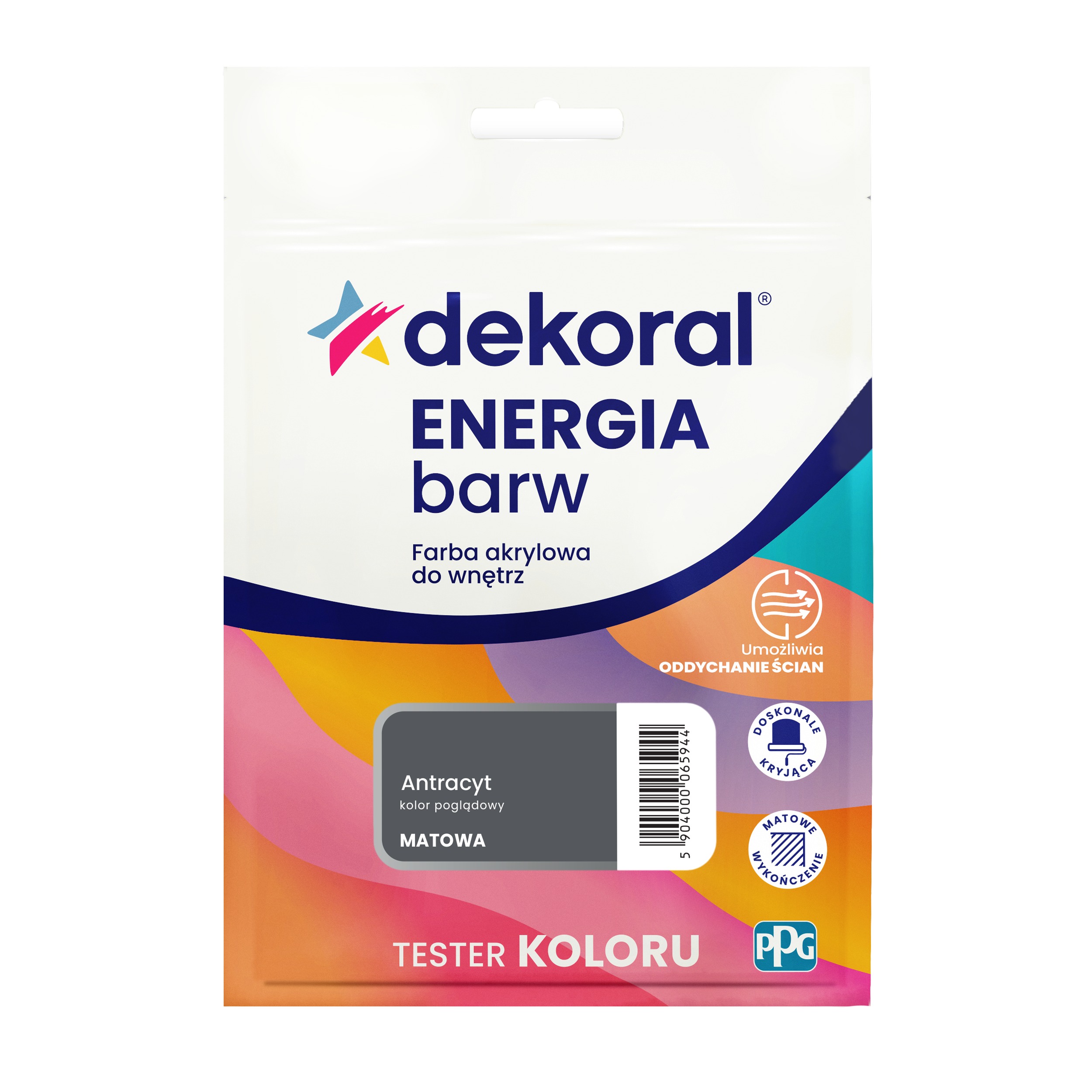 Tester farby Dekoral Energia barw Antracyt matowa 40 ml