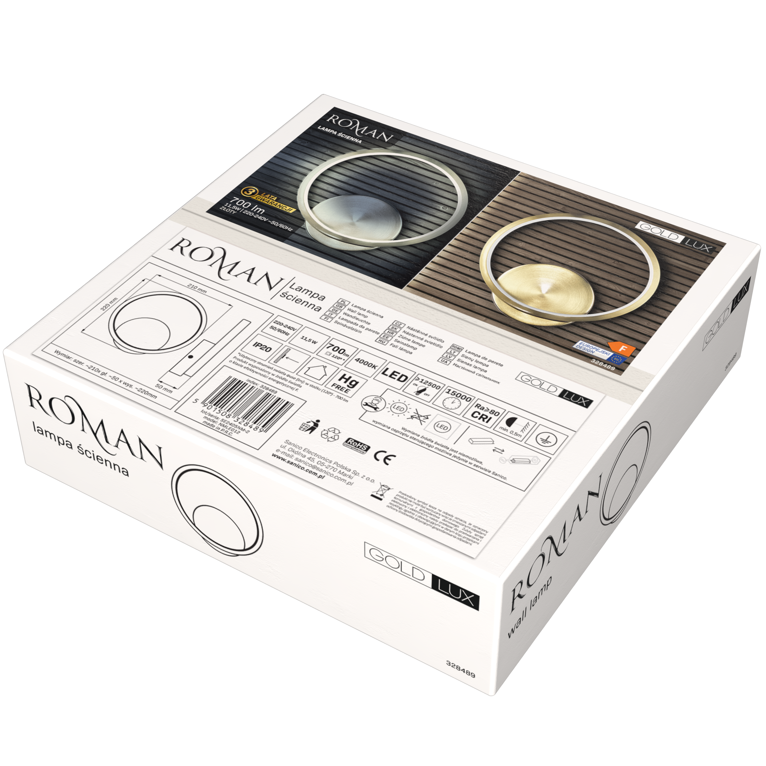 Kinkiet Roman złoty 700 lm LED Sanico - 4