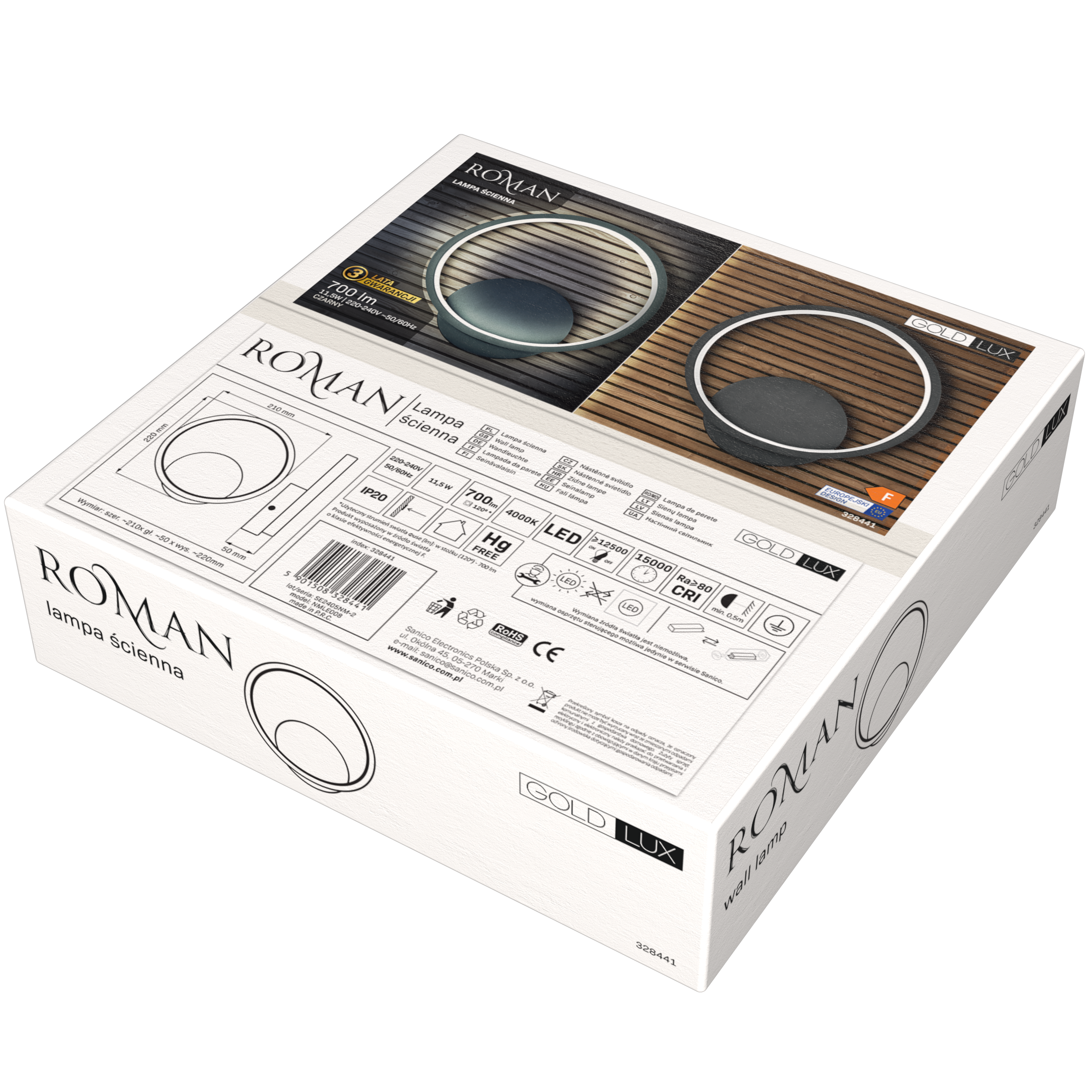 Kinkiet Roman czarny 700 lm LED Sanico - 7