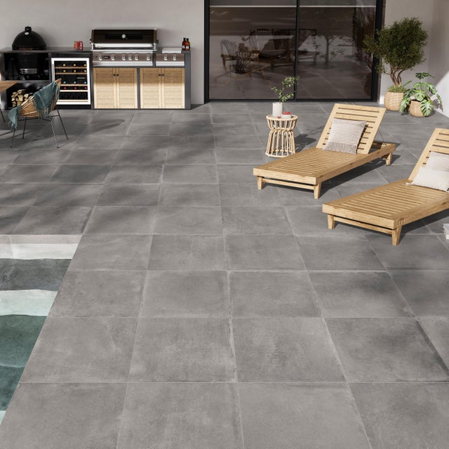Carrelage sol extérieur effet béton gris Arcano l.60 x L.60 cm STN