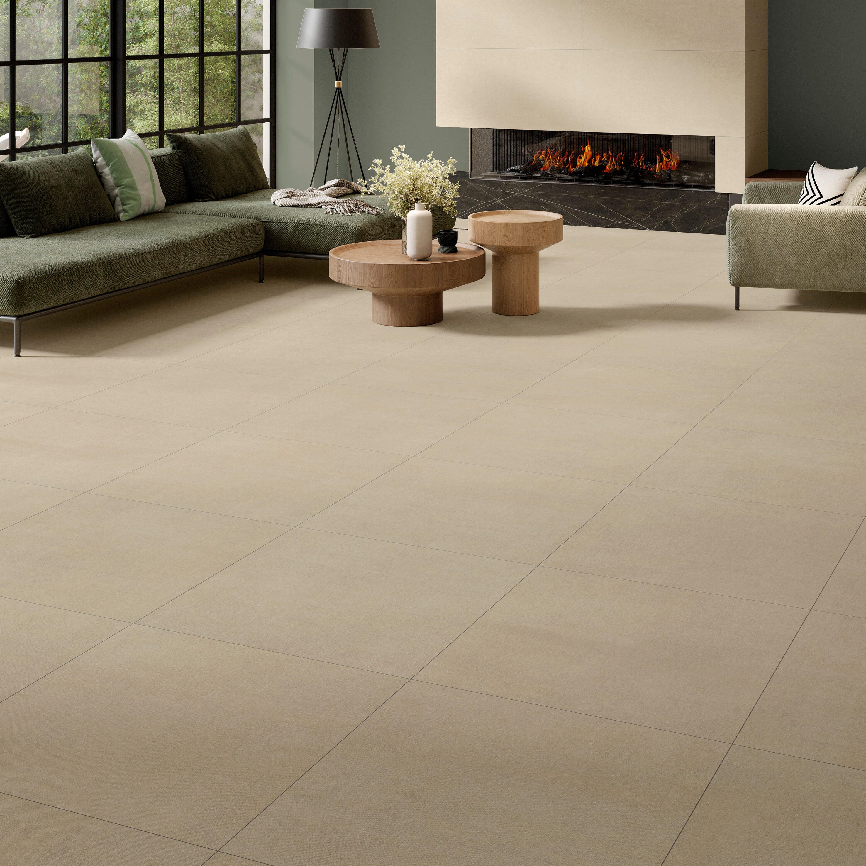Carrelage sol/mur intérieur effet béton beige Colmar l.80 x L.80 cm ...