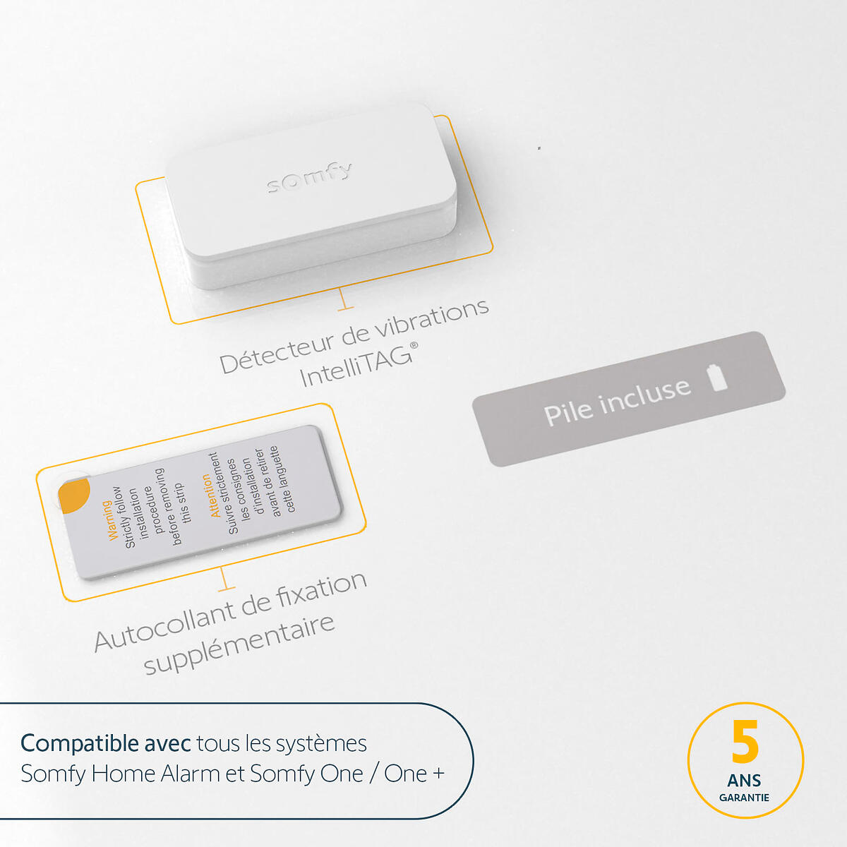 Somfy 2401487 IntelliTAG Détecteur auto-protégé de vibration intérieur extérieur - 2