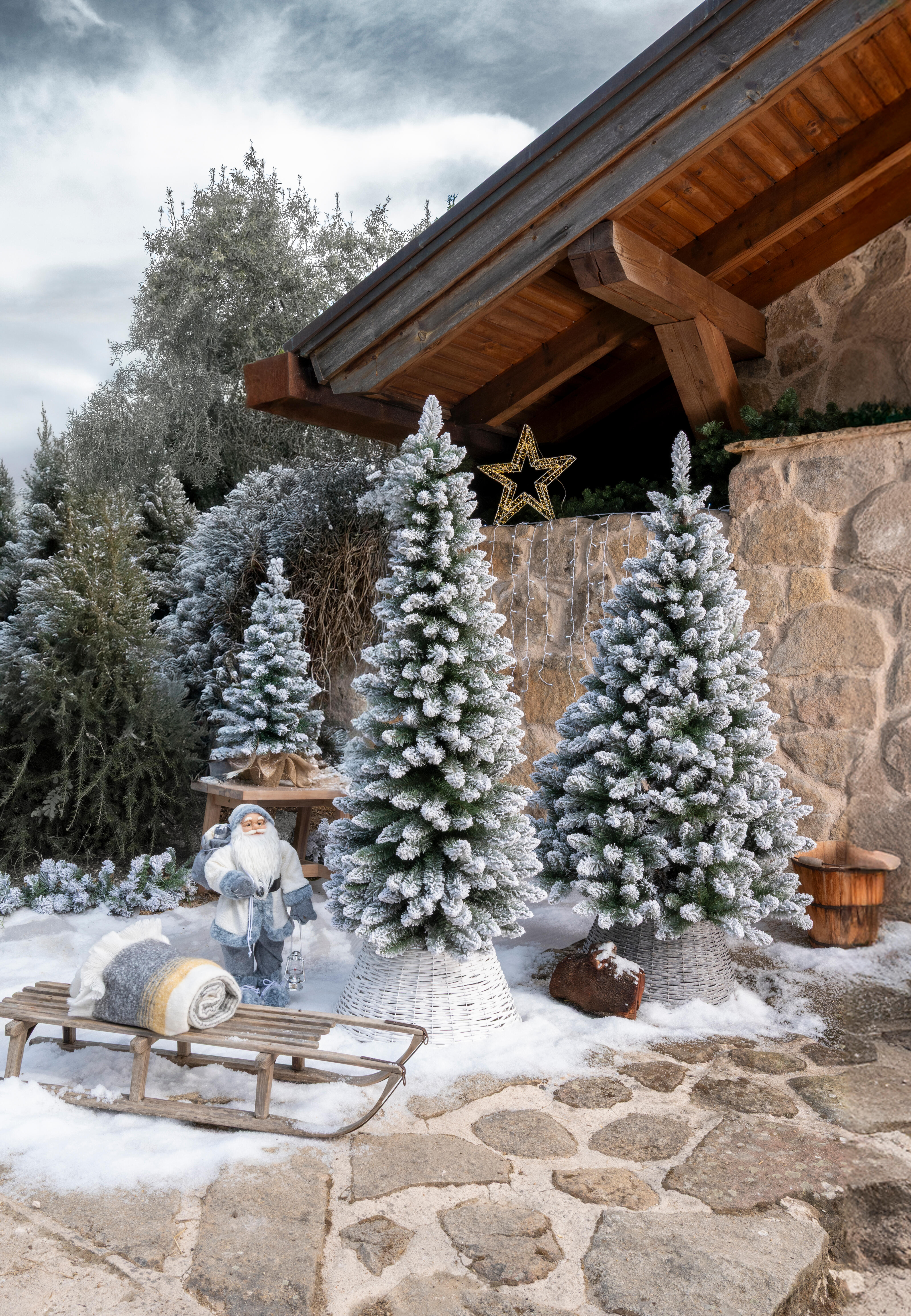 Árbol de Navidad Slim Oulanka nevado verde de 150 cm de alto - 4