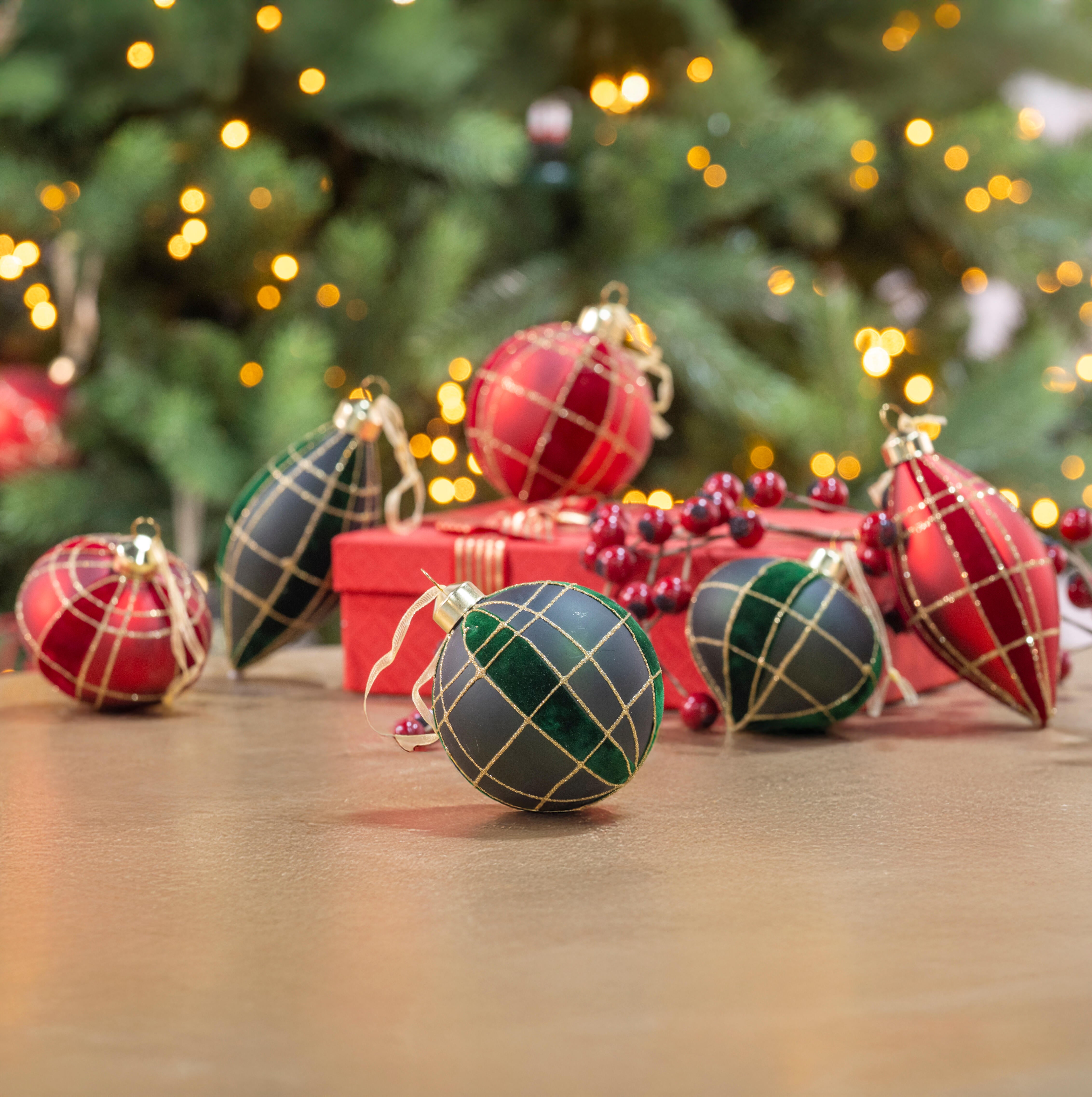 Bola de cristal terciopelo rojo verde 8 cm - 4