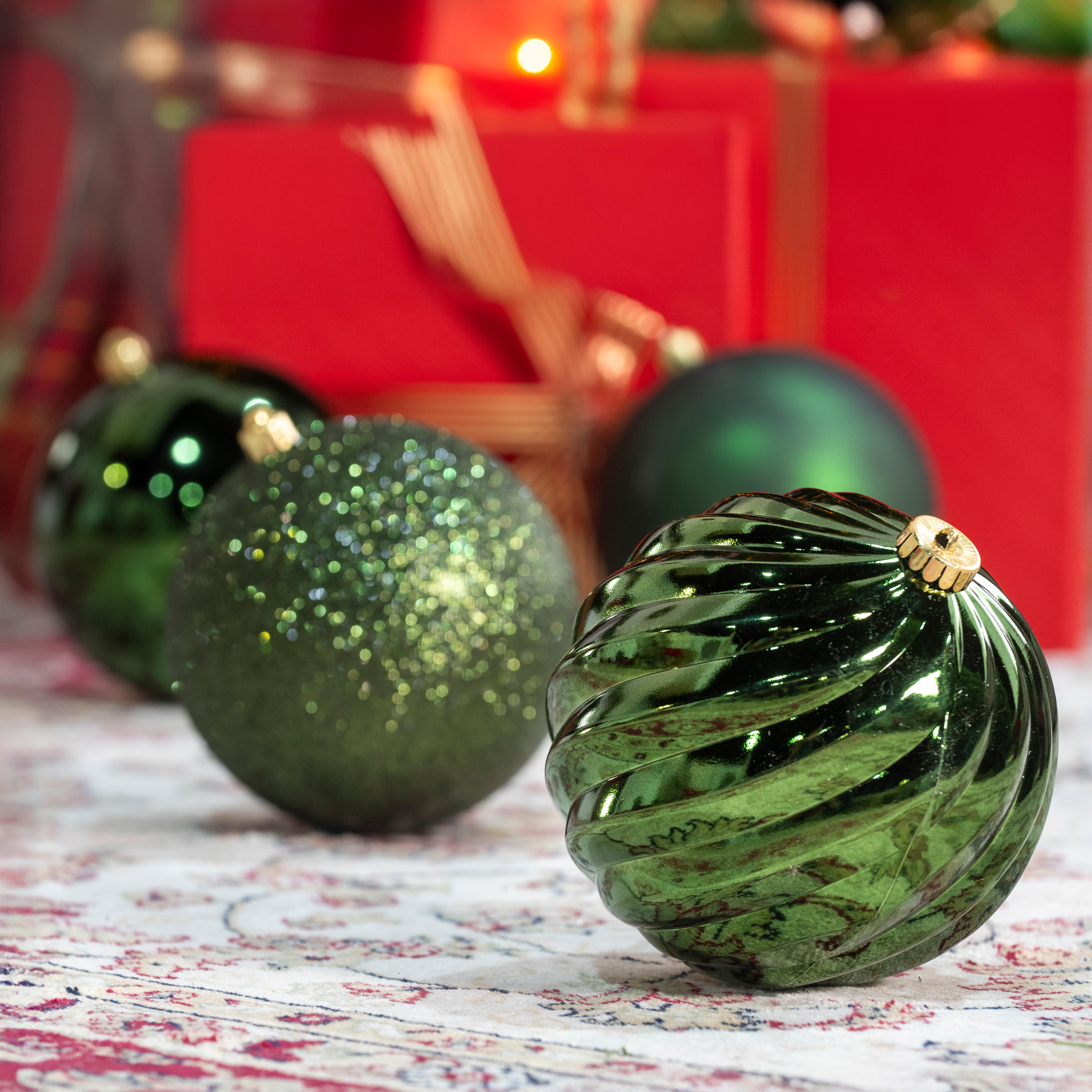 Juego de bolas navideñas para interior verde de 14 cm 4 unidades ...