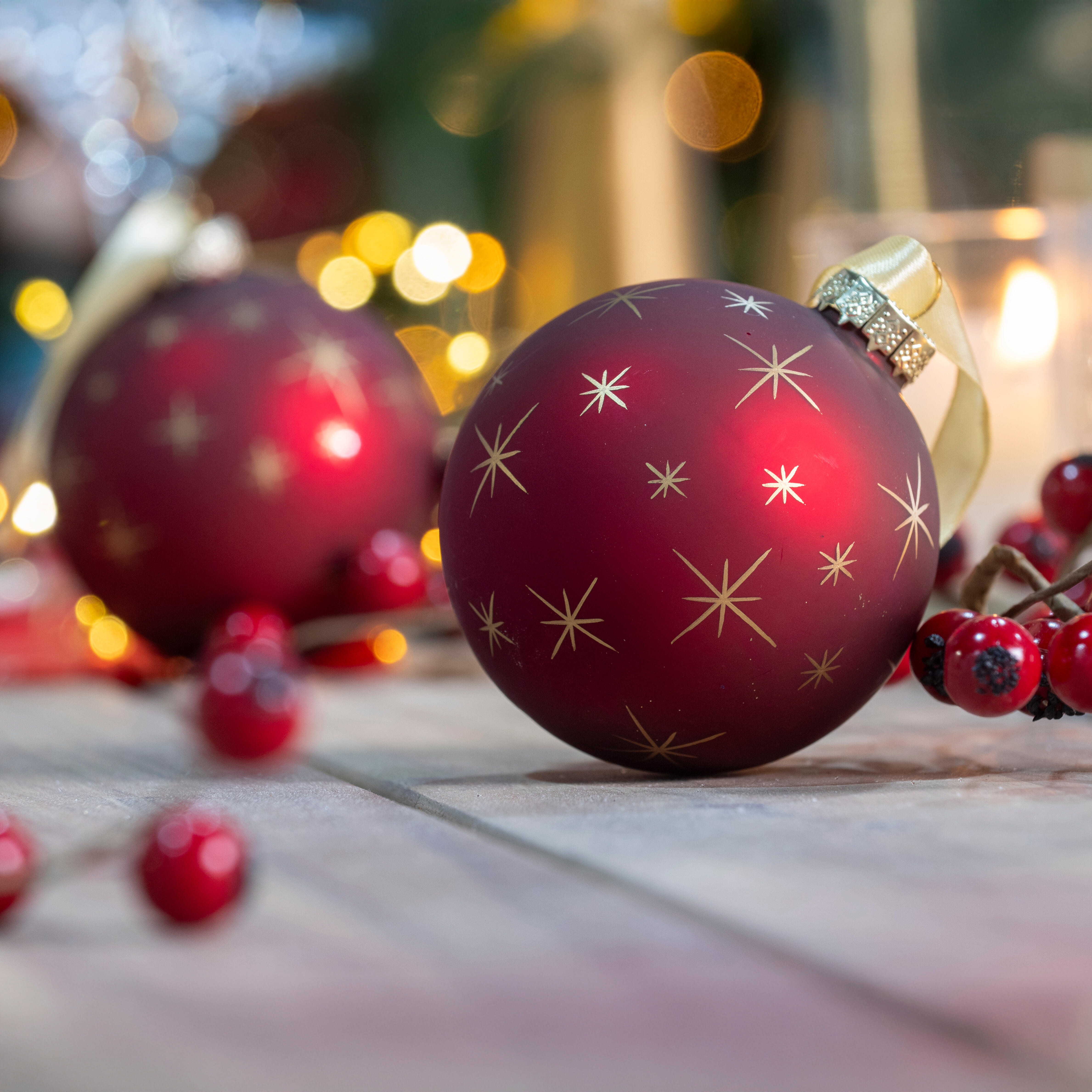 Juego de bolas navideñas para interior de cristal gris / plata de 8 cm 3 unidades - 3