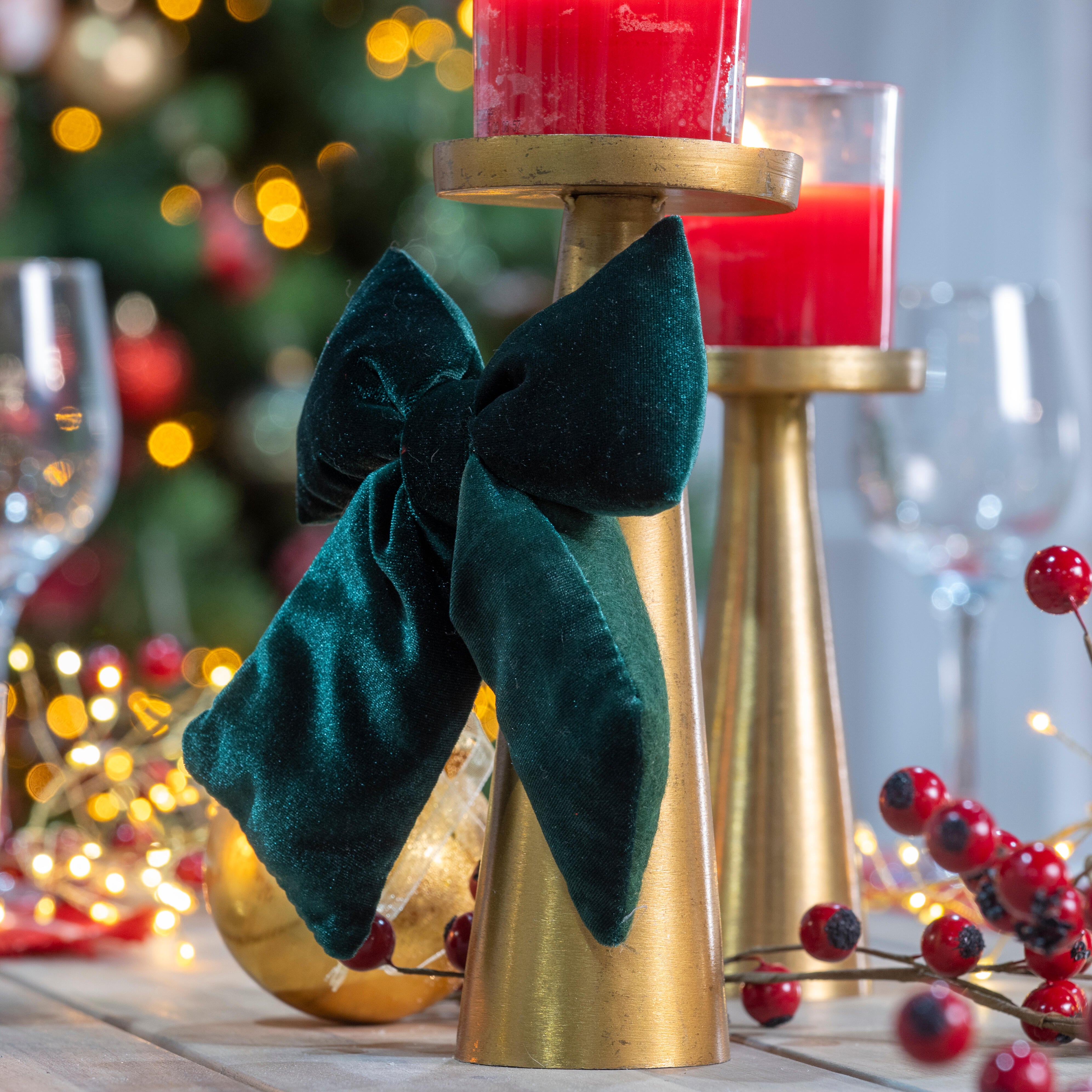 Adorno lazo terciopelo verde 15x17 cm - 3