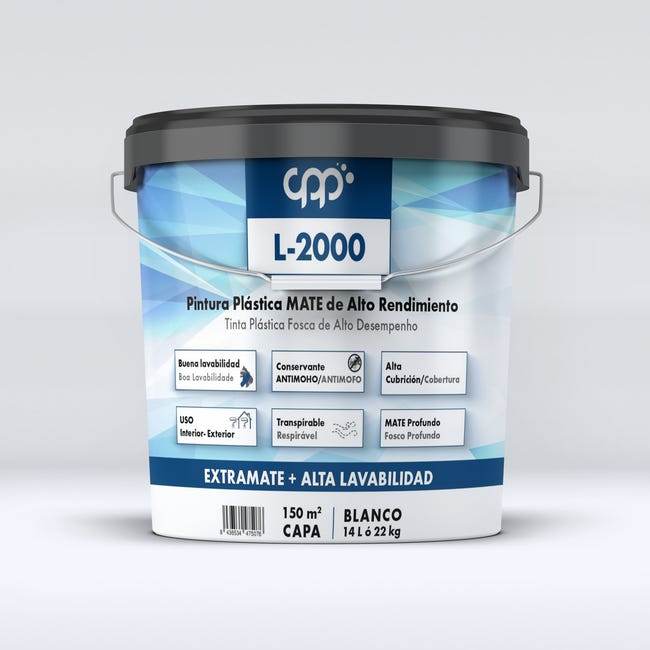 PINTURA PLÁSTICA BLANCA MATE 14L L2000 - 1