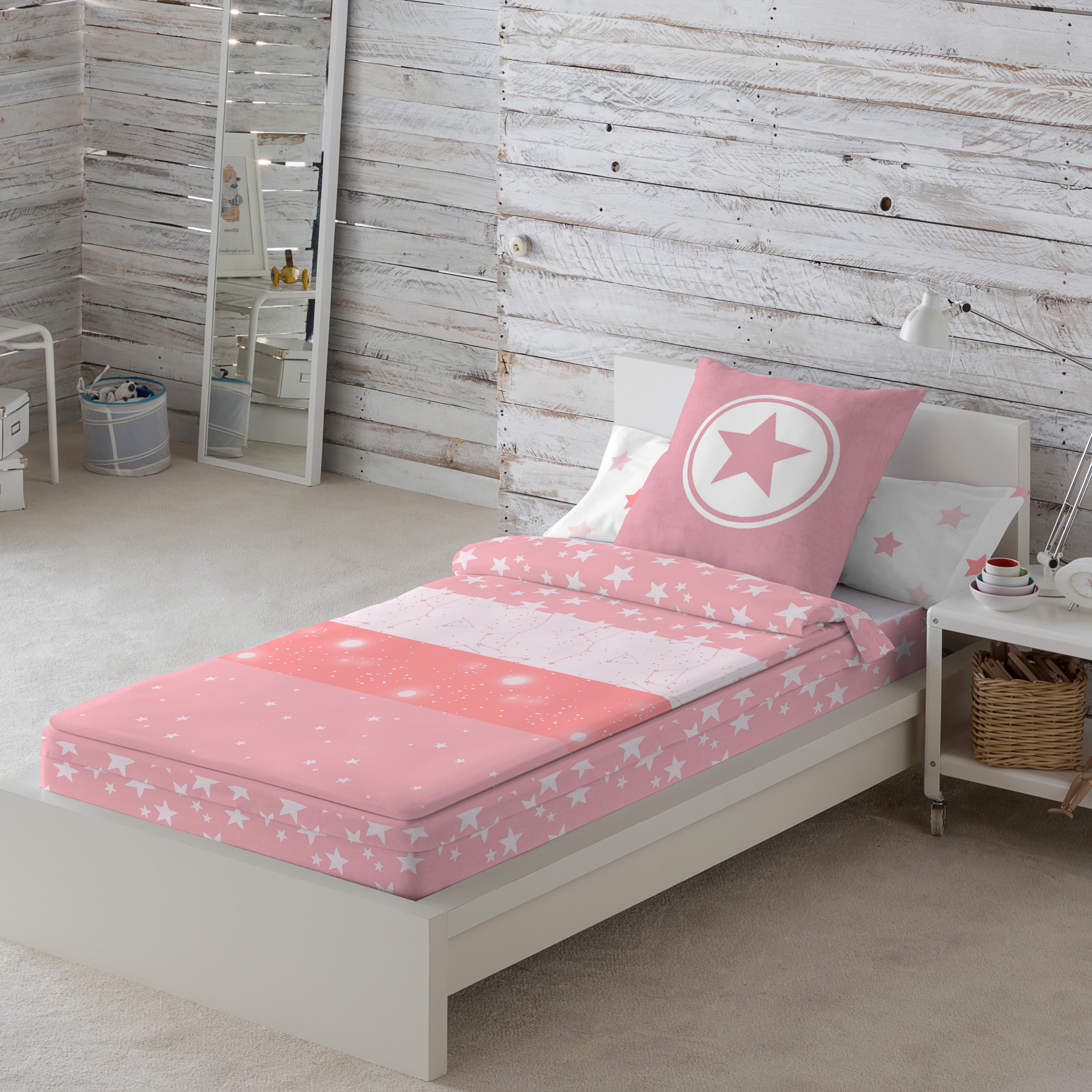 Saco nórdico infantil con relleno Indigo Pink de 90x200 cm para