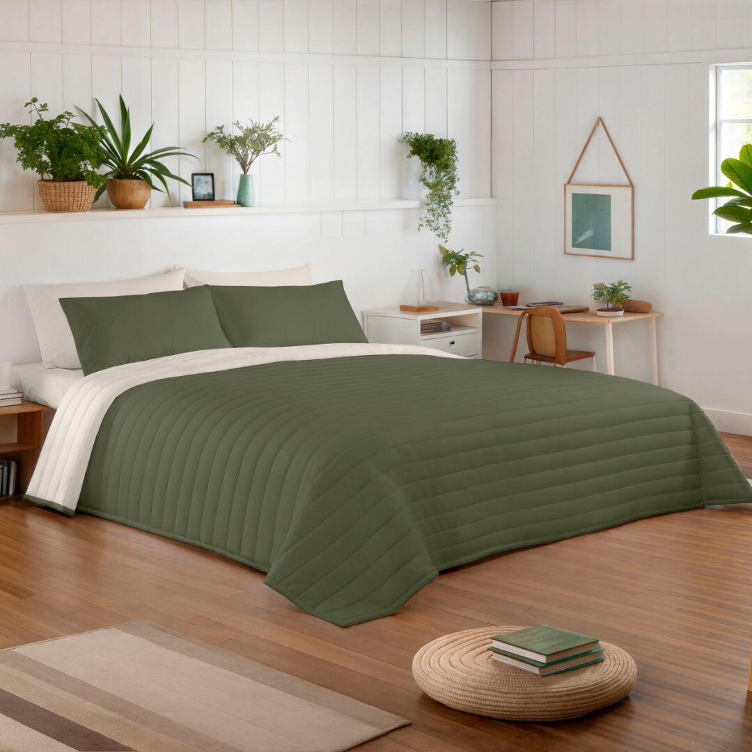 Colcha de cama Bouti Verde75/Vainilla de 250x260 cm para camas de 150 cm
 - 4