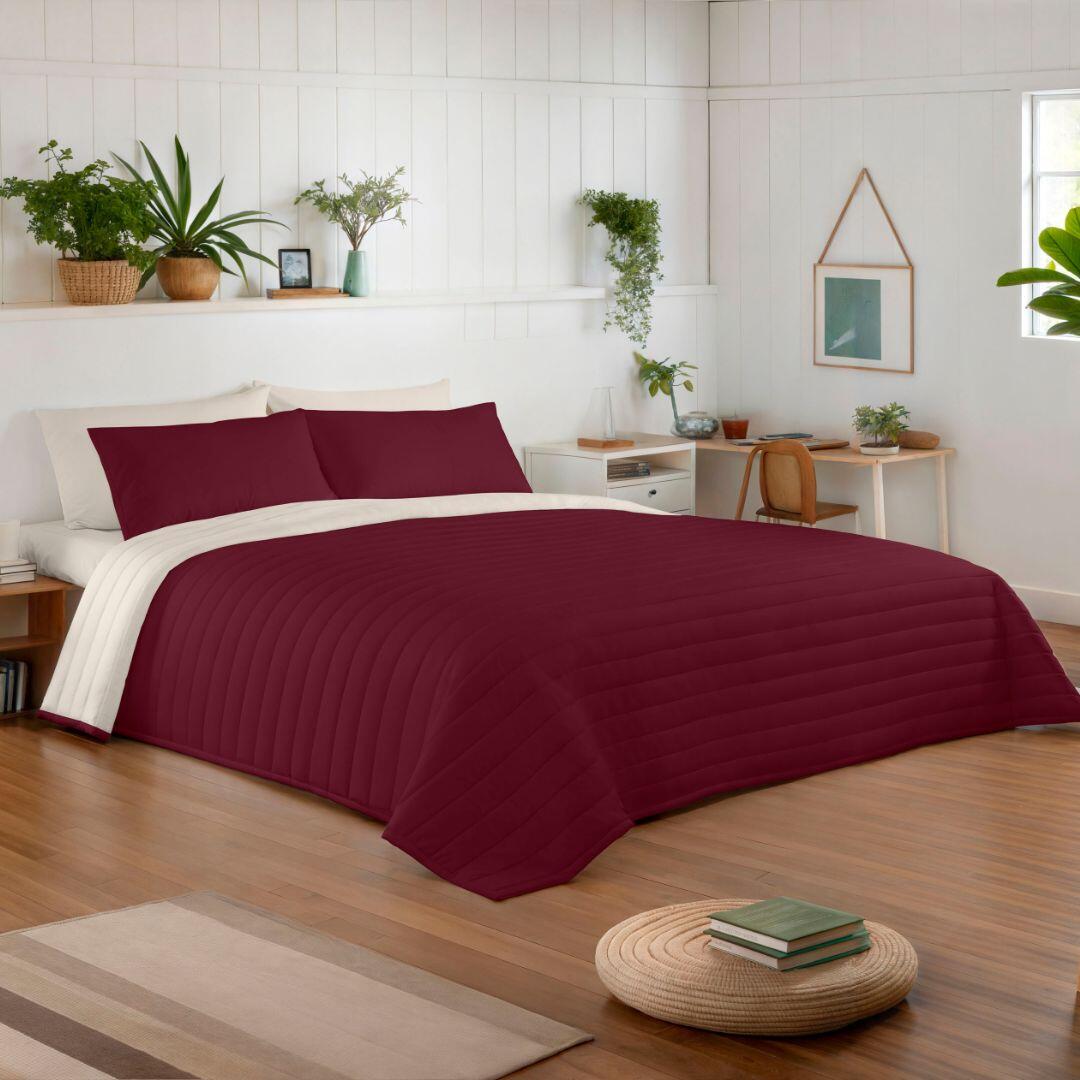 Colcha de cama Burdeos poliéster para cama de 150 cm - 4